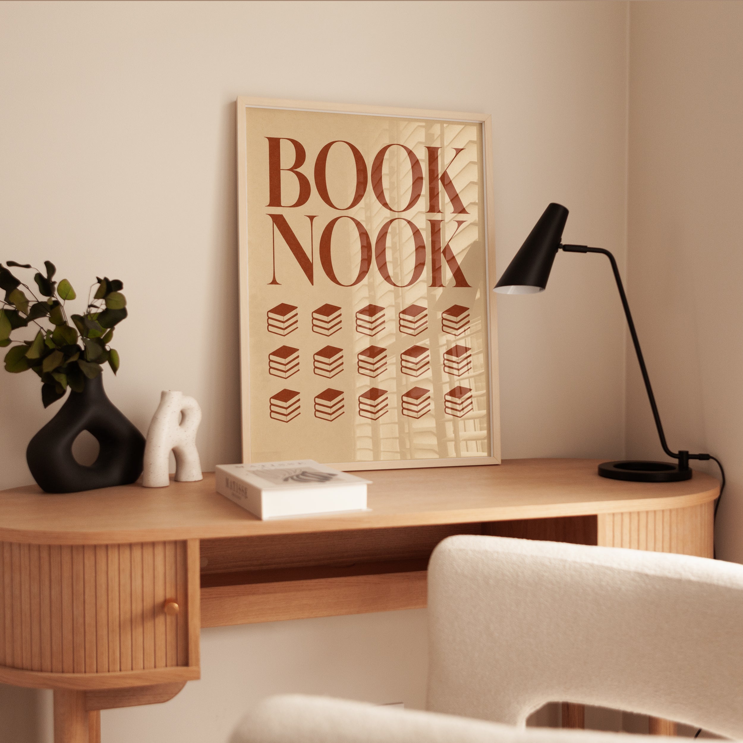 Retro Book Nook Print - interior