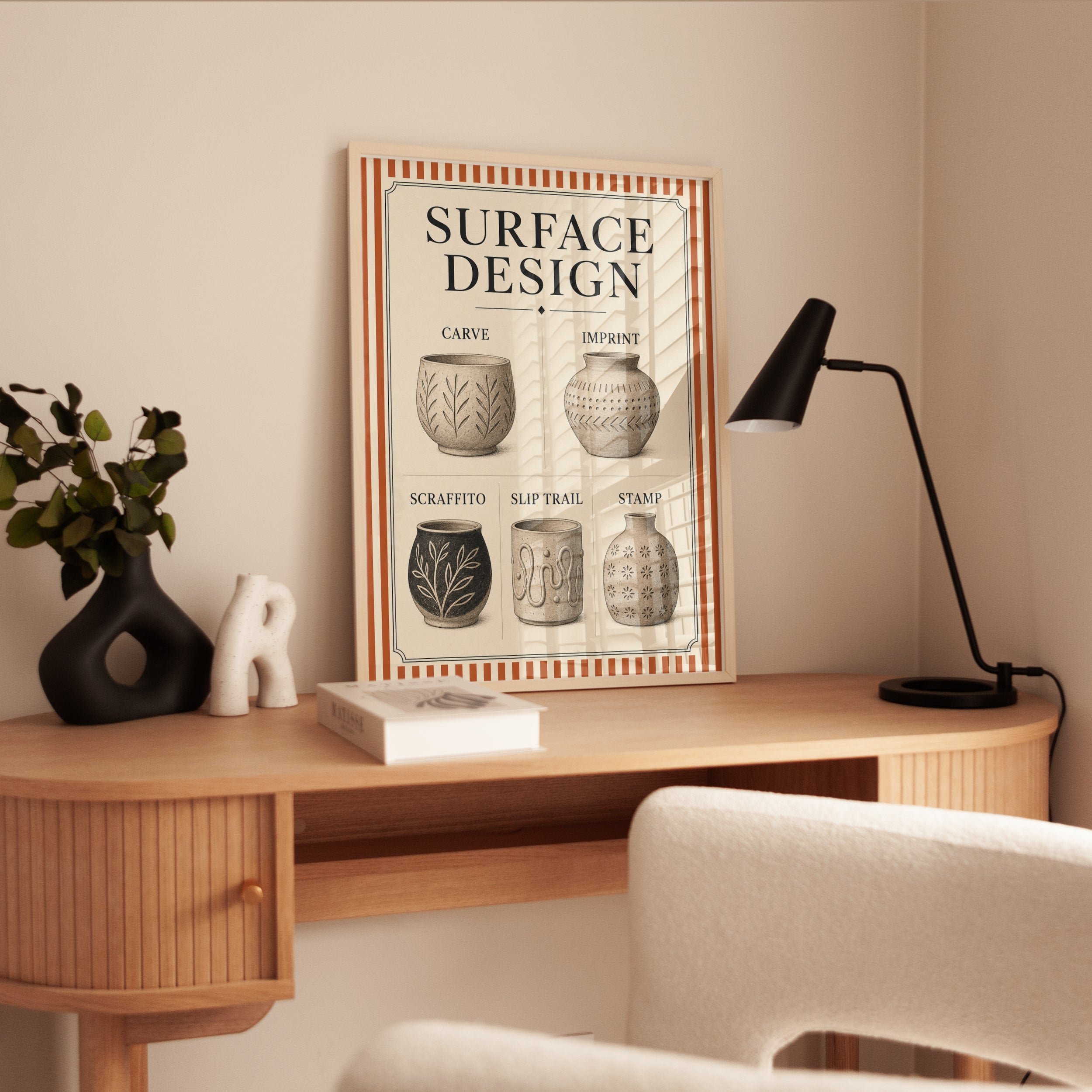 Pottery Wall Art – Surface Design Print - interior