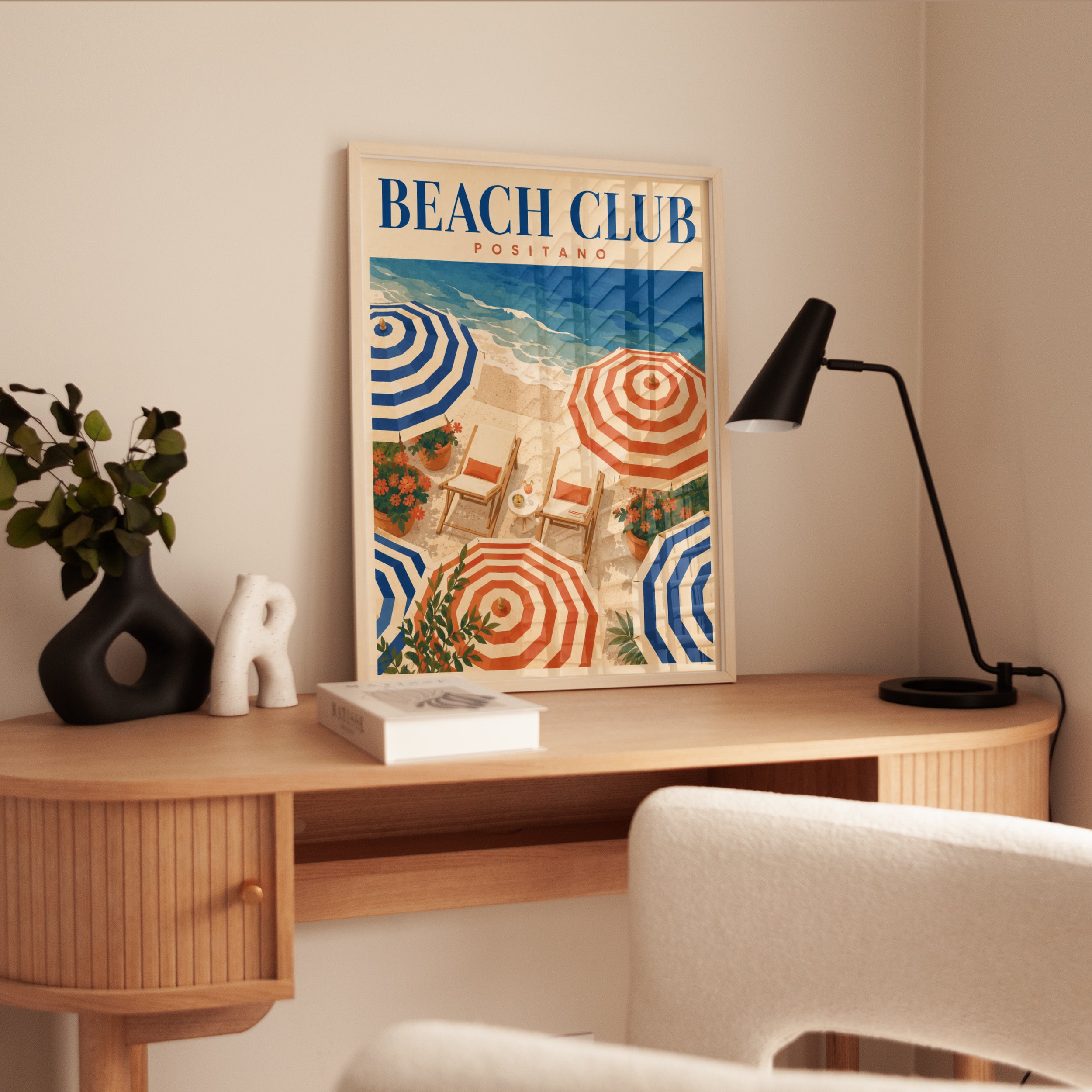 Vintage Travel Poster – Beach Club Wall Art - interior