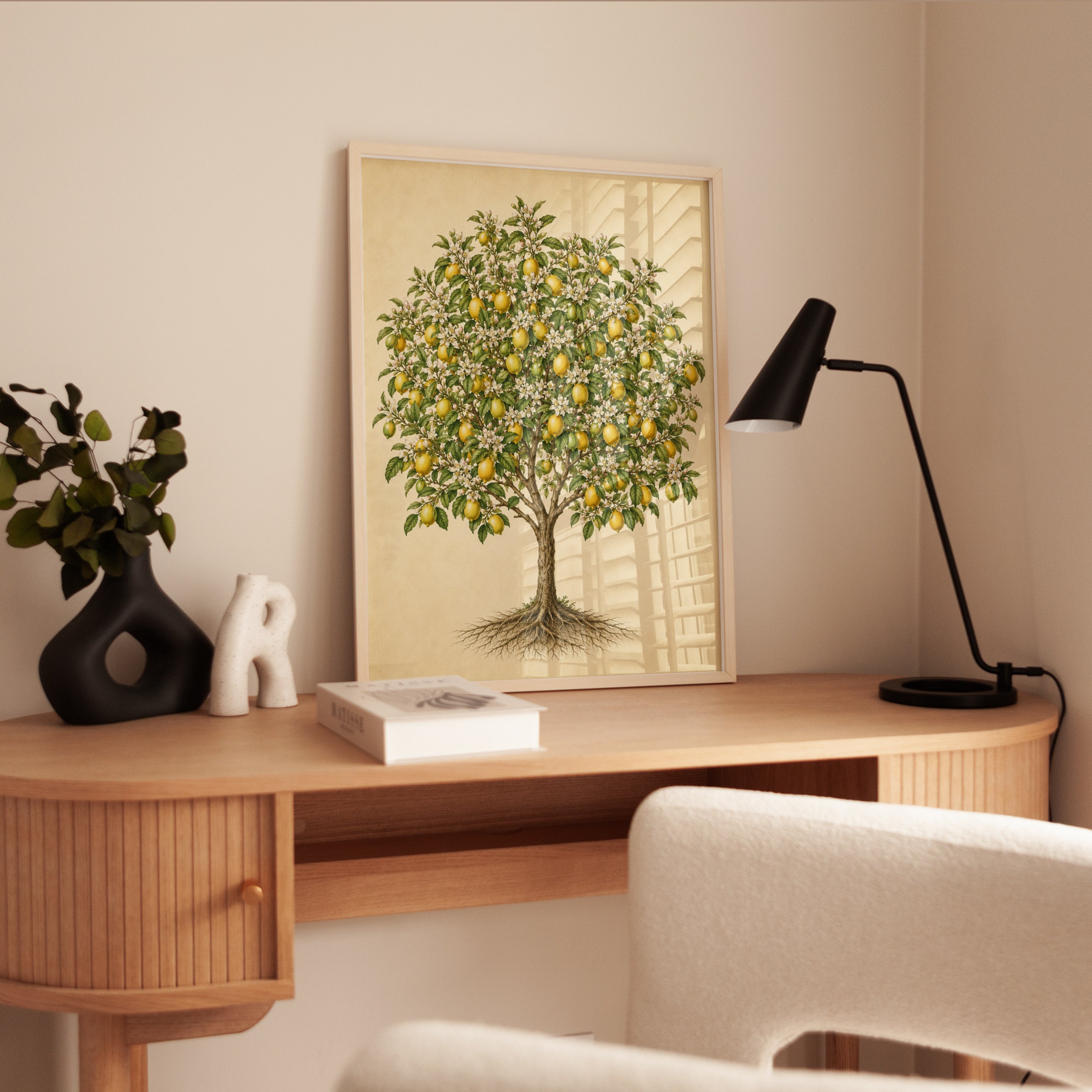 Lemon Tree Botanical Print: Vintage Citrus Illustration Wall Art - interior