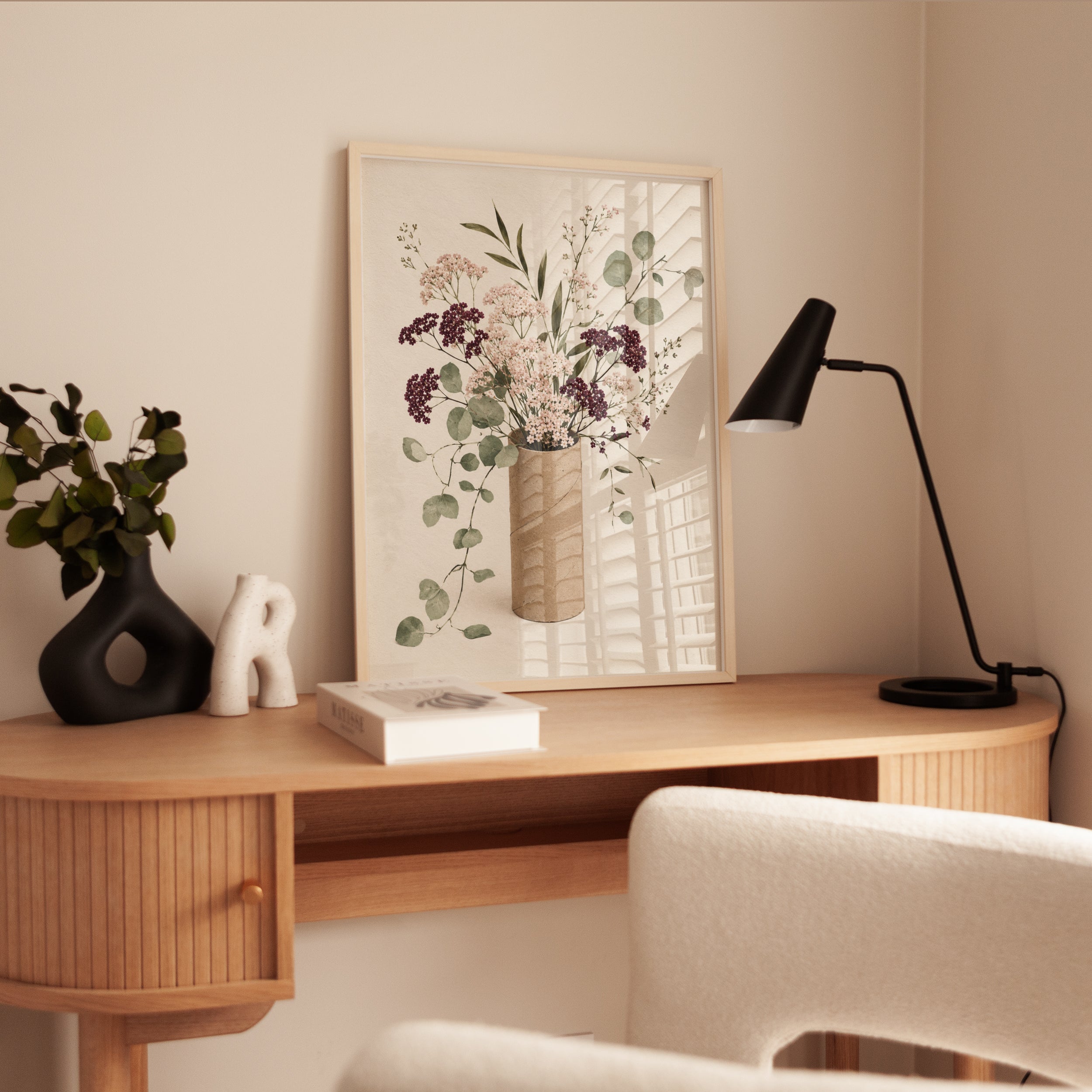 Eucalyptus Vase Wall Art – Dried Flowers Print - interior