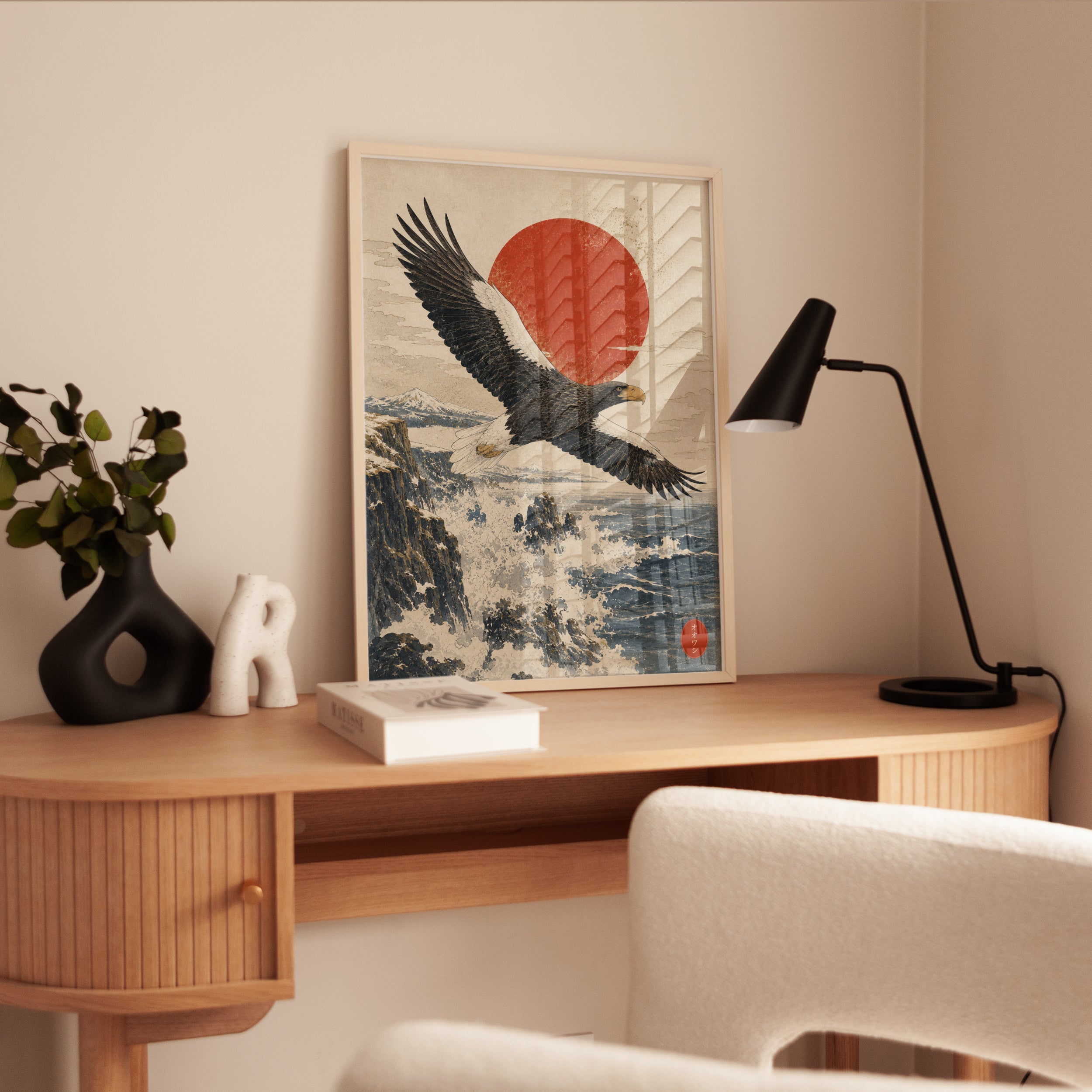 Japanese Ukiyo-e Eagle Print – Ocean Waves - interior