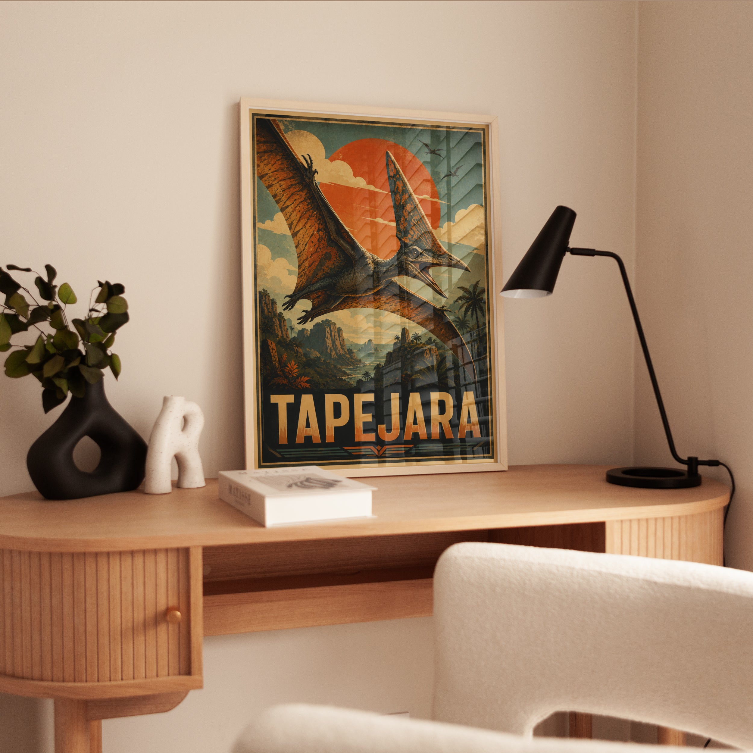 Tapejara Travel Poster: Retro Dinosaur Art - interior