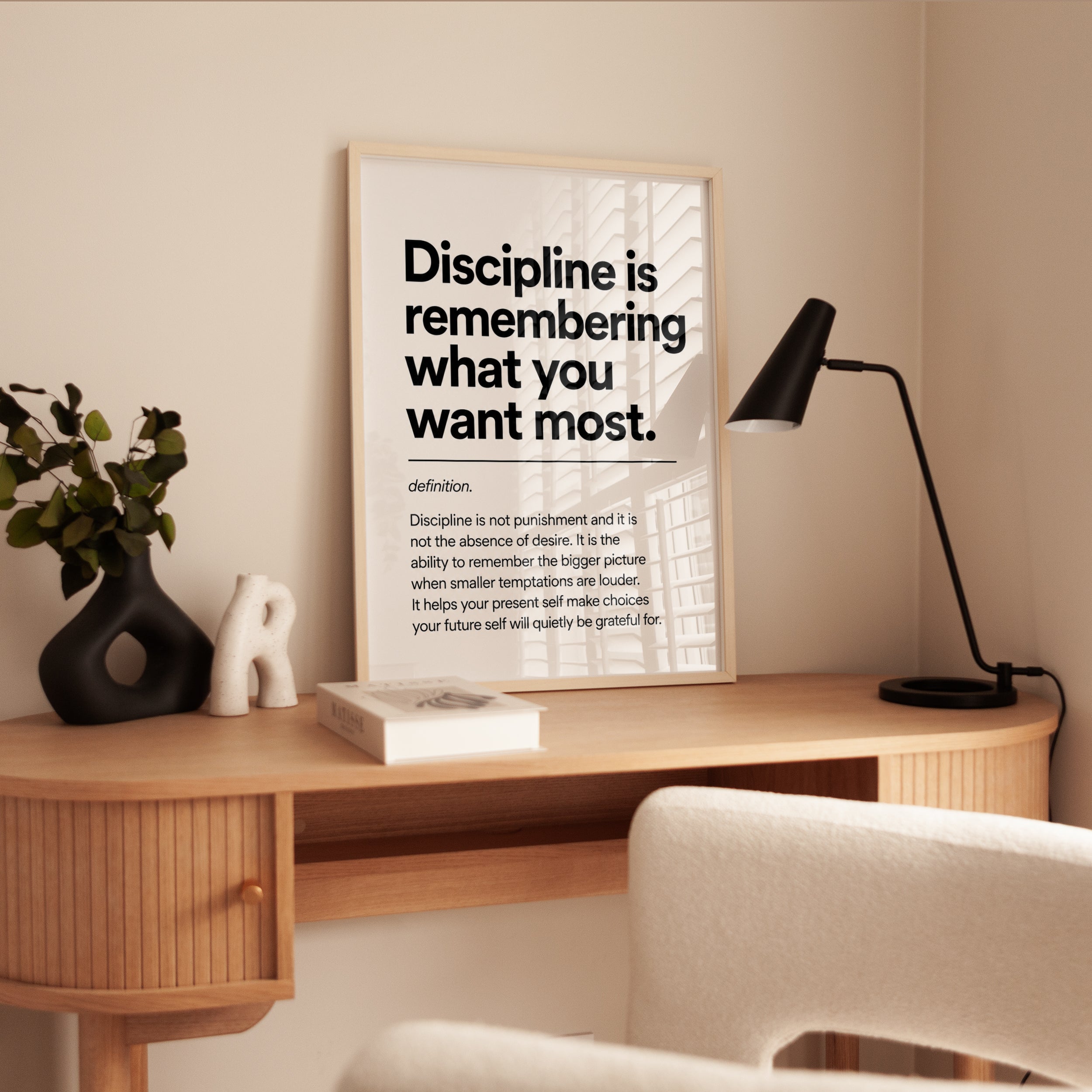 Discipline Definition Print: Motivational Typography Wall Art - interior
