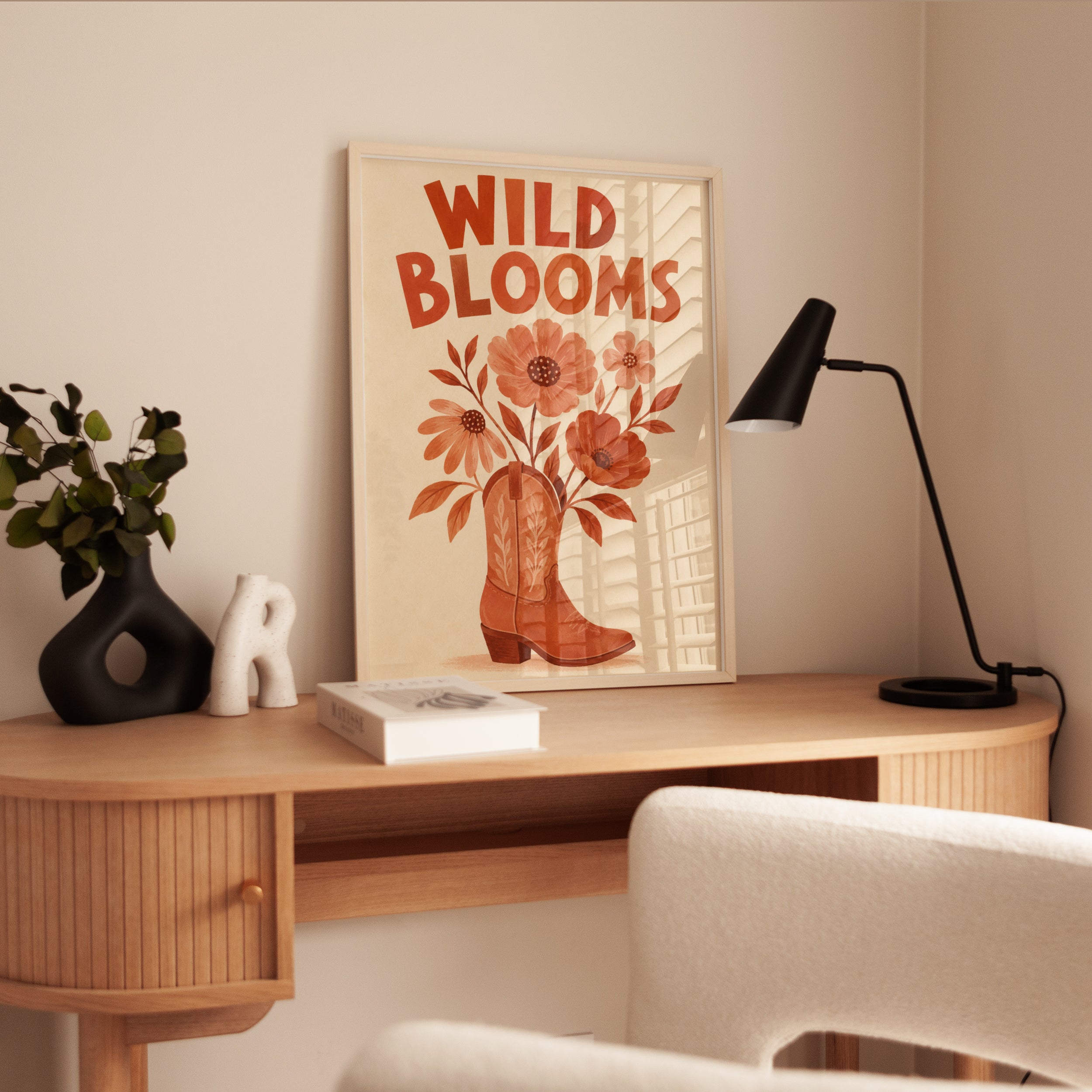 Cowboy Boot Wall Art – Wild Blooms Floral Print - interior