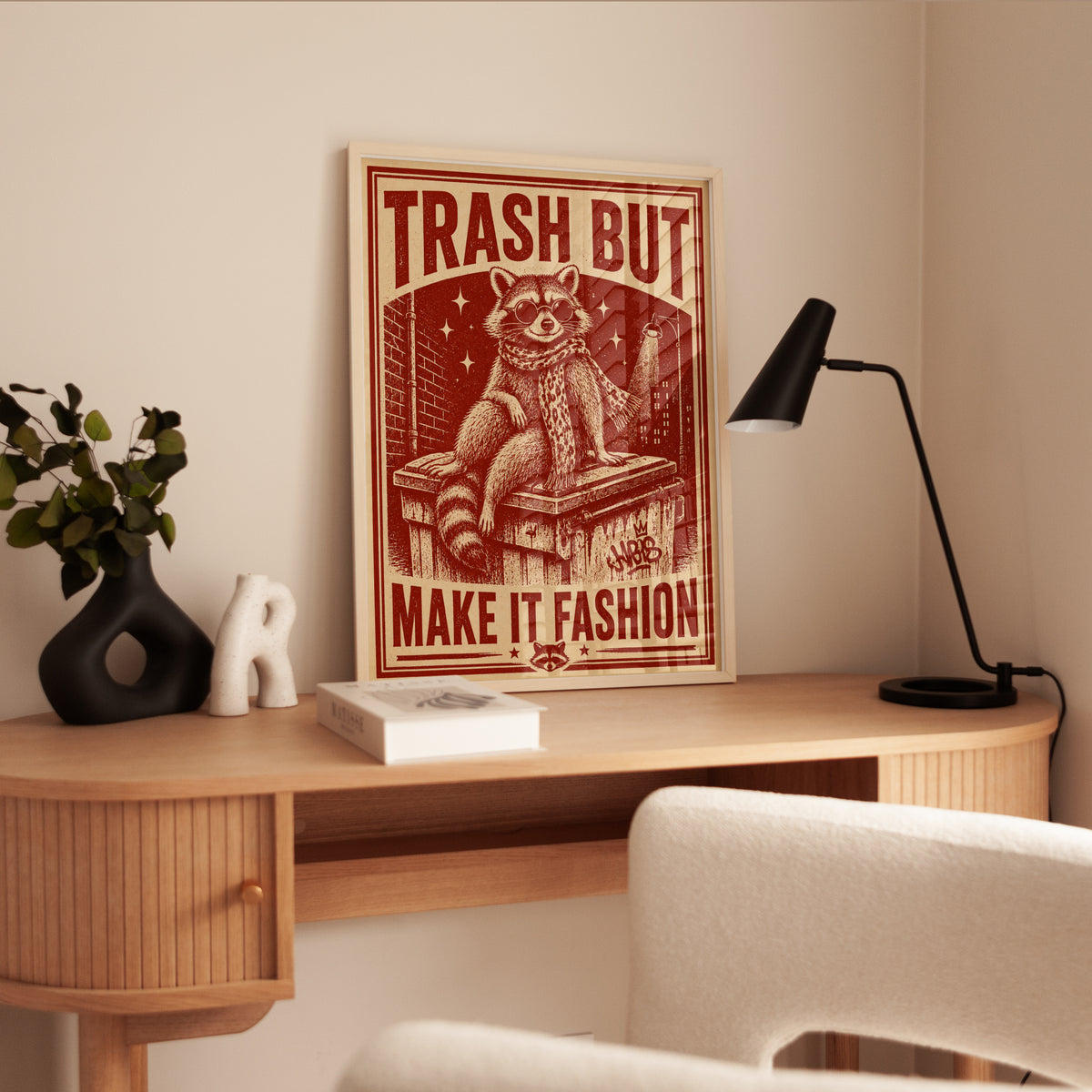 Retro Raccoon Poster Print - interior
