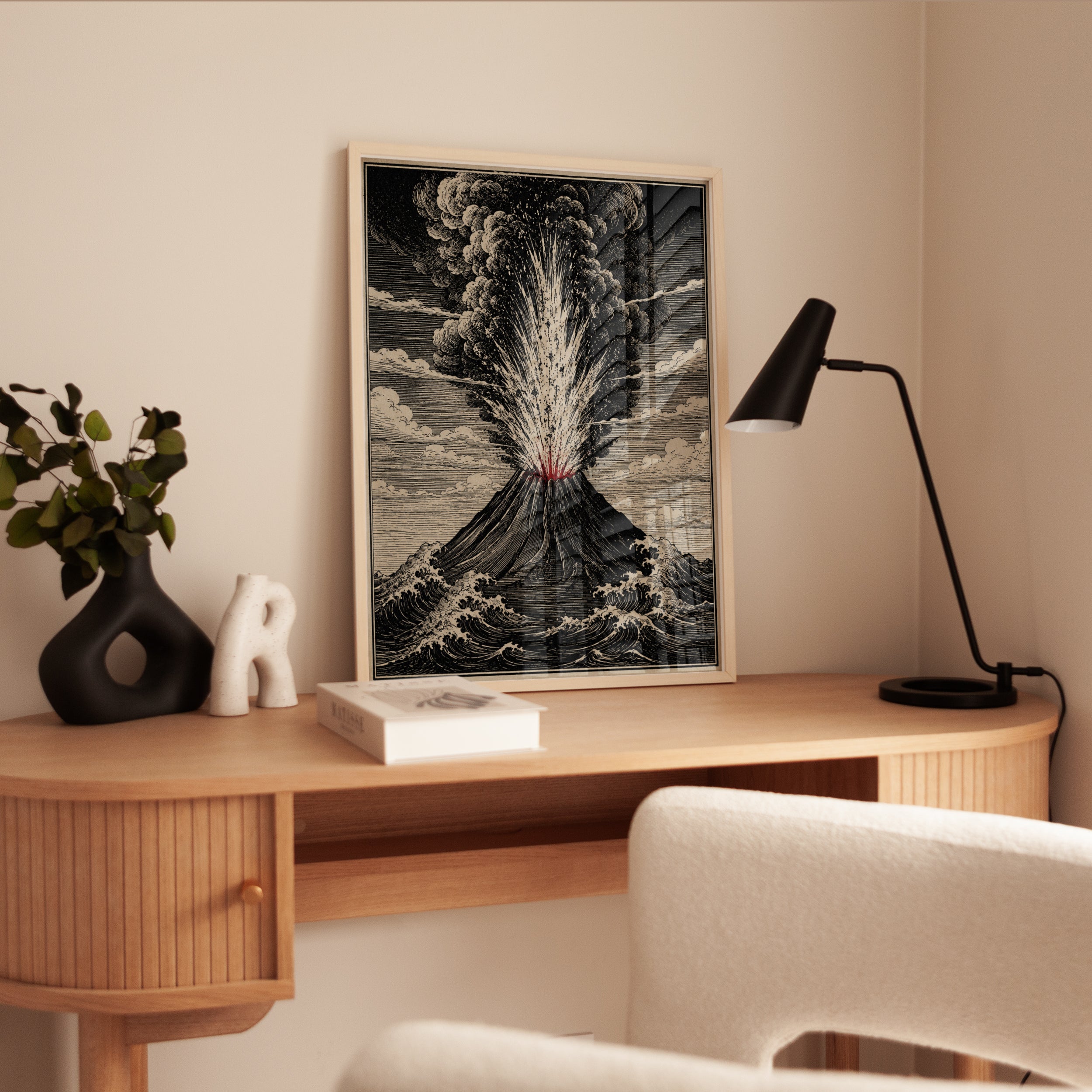 Volcanic Eruption Engraving: Vintage Scientific Illustration Print - interior
