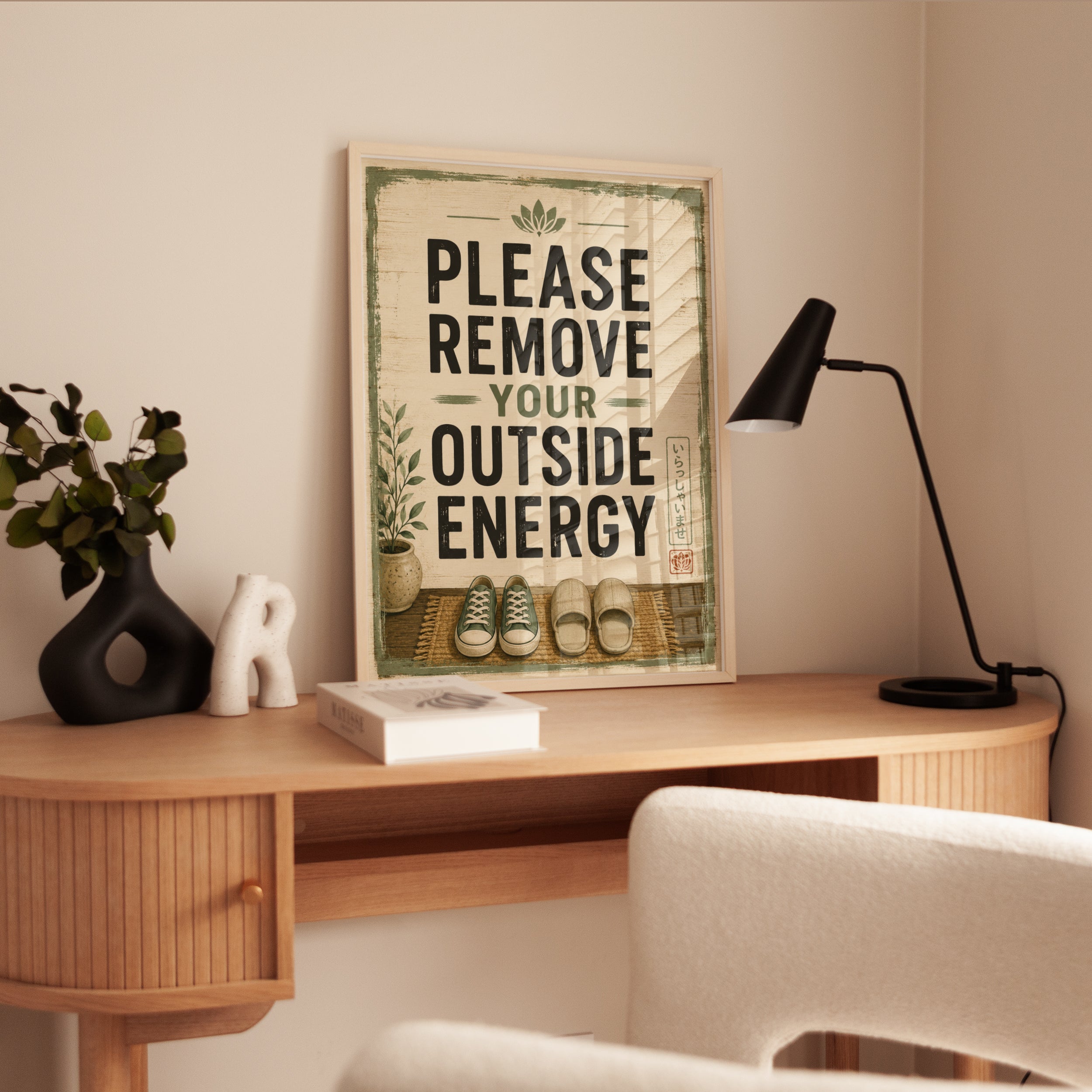Please Remove Your Outside Energy Print: Japanese Zen Entryway Art - interior