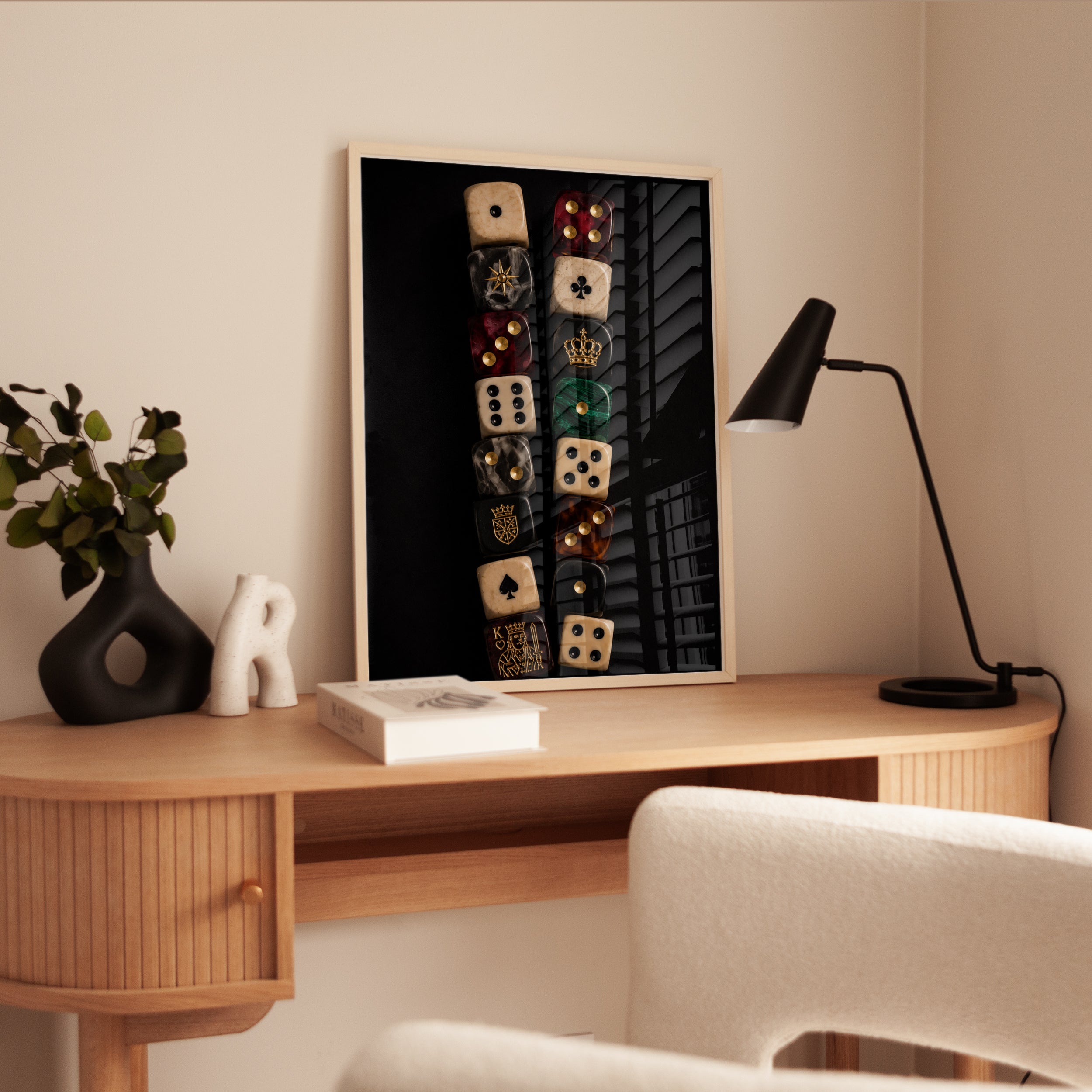 Vintage Dice Art Print – Dark Academia Wall Art - interior