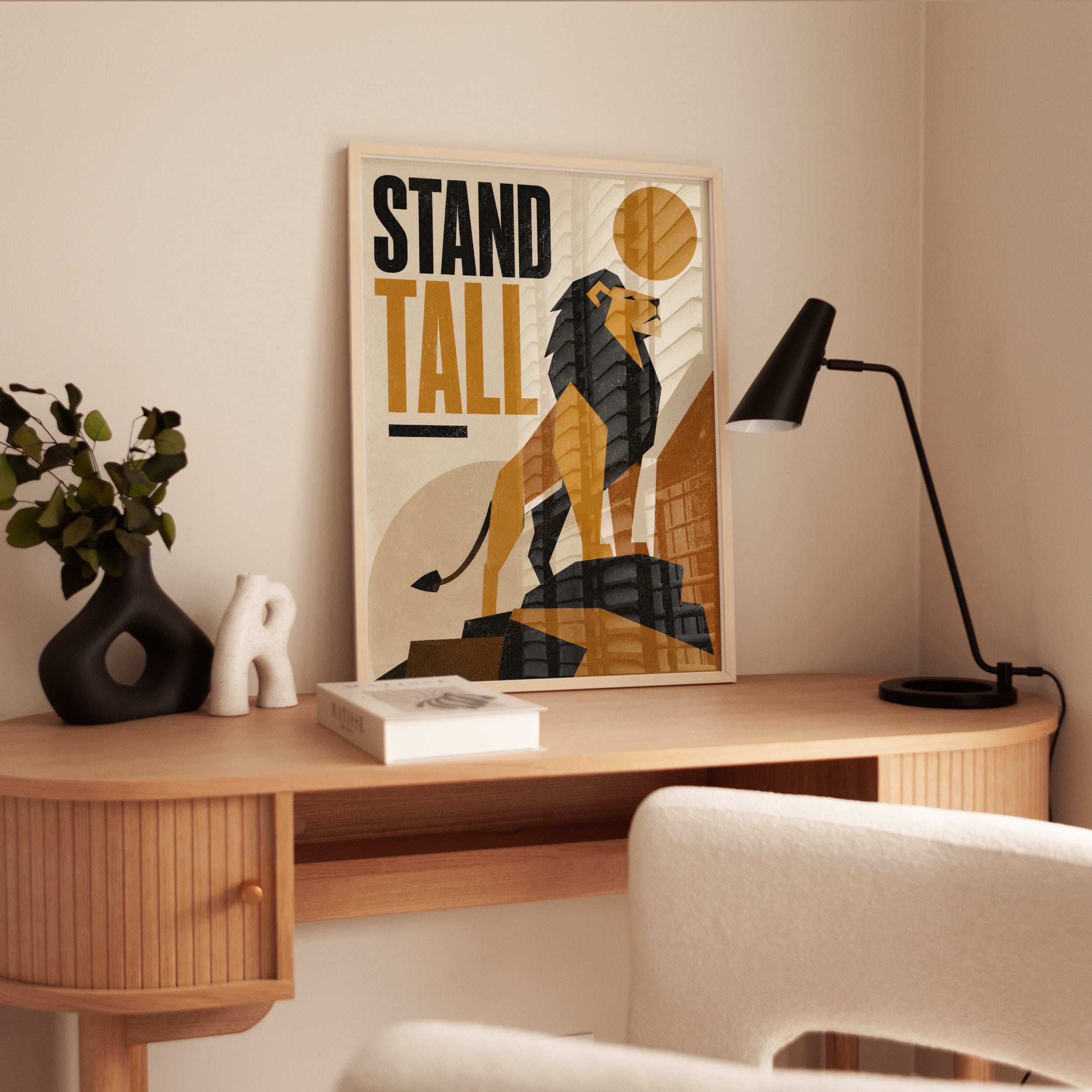 Motivational Lion Print – Stand Tall Wall Art - interior