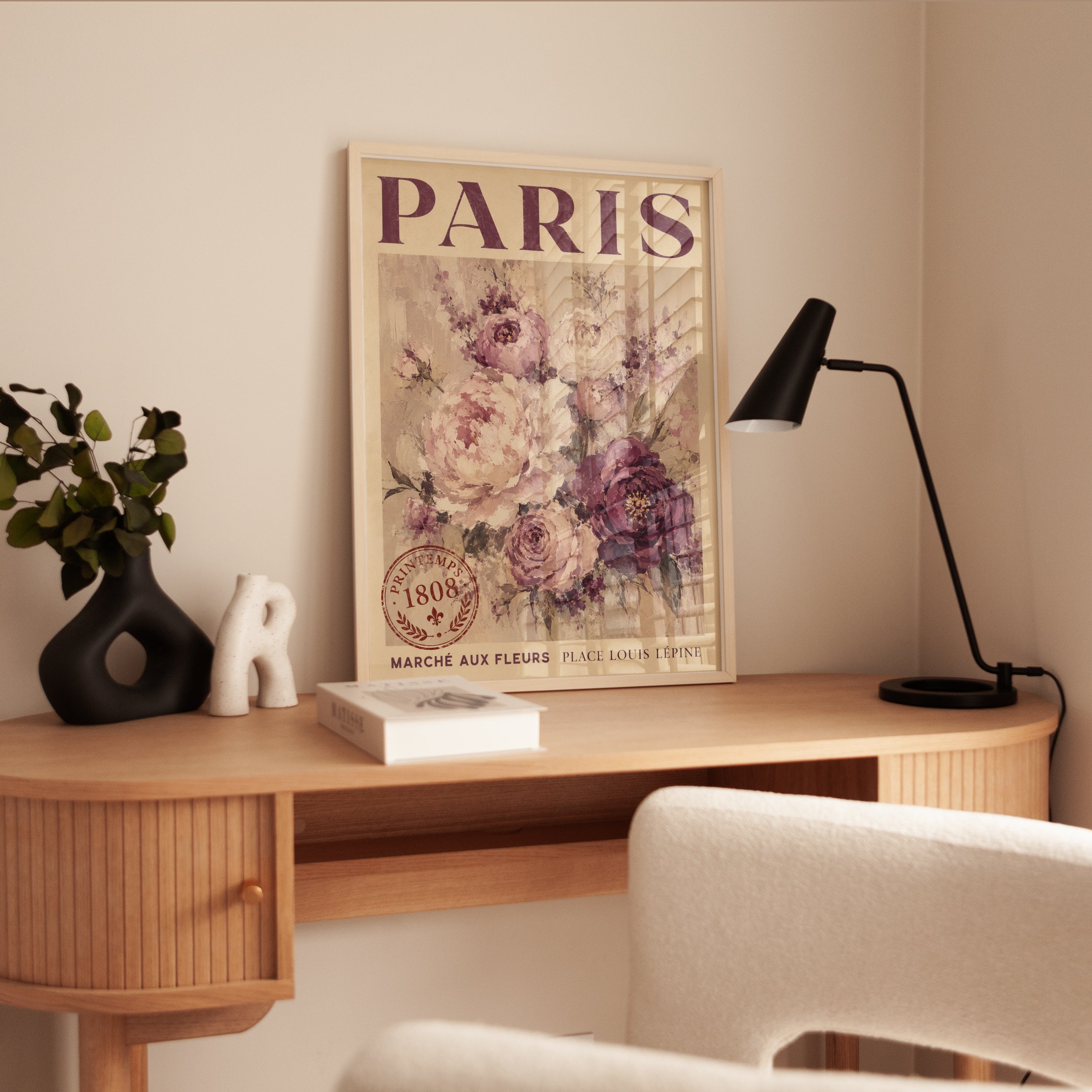 Paris Travel Poster – Vintage Floral Print - interior