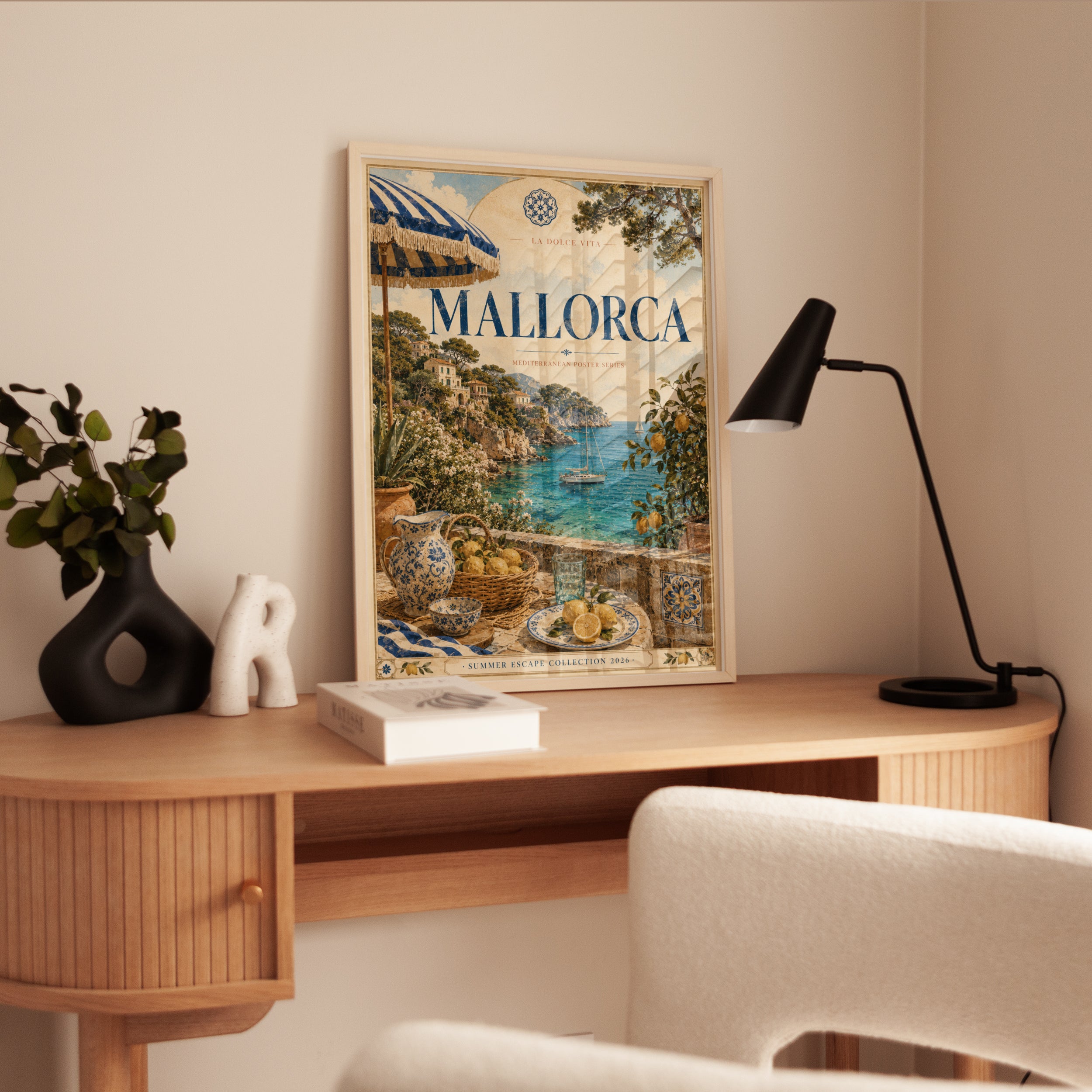 Mallorca Vintage Travel Poster — Mediterranean Coastal Print - interior