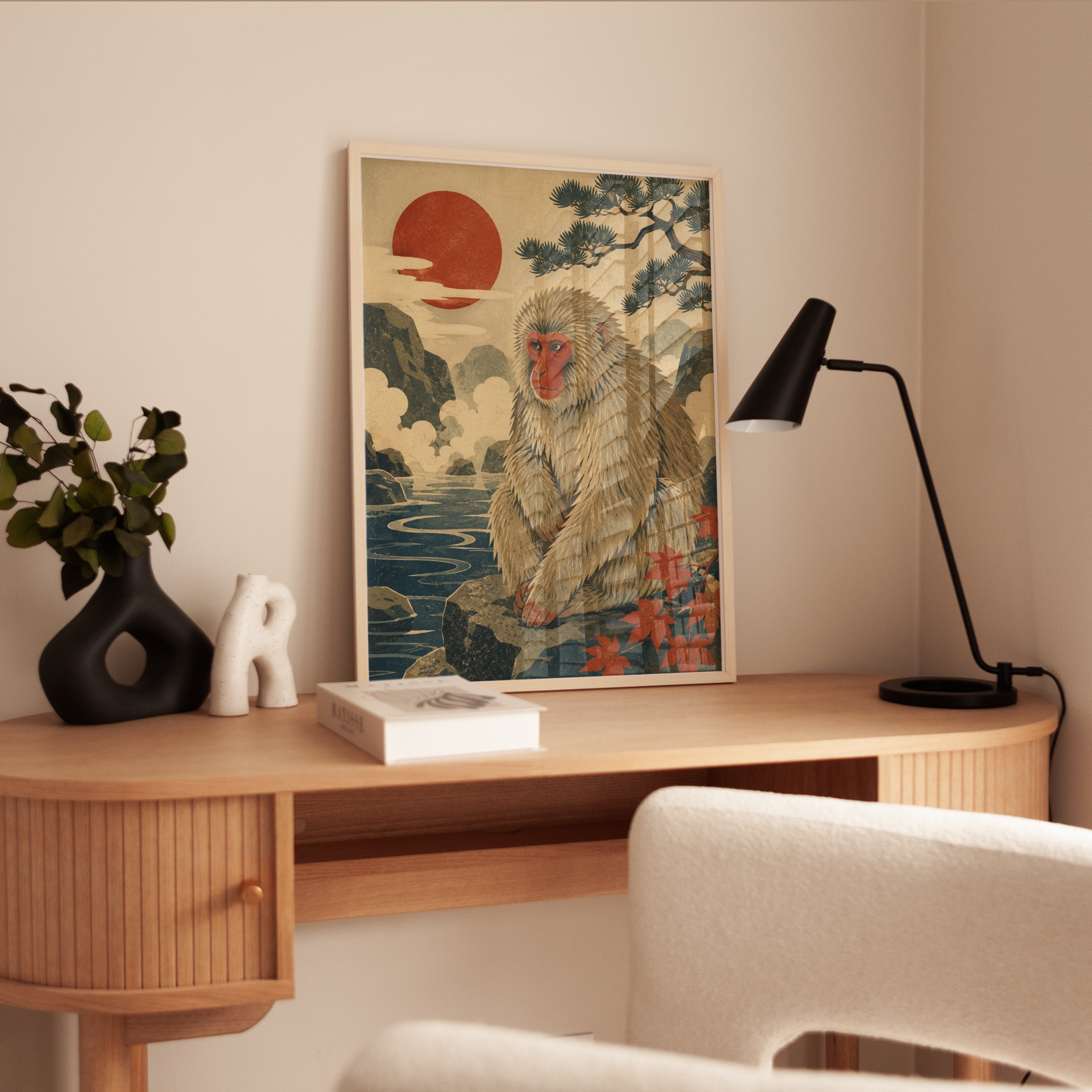 Ukiyo-e Snow Monkey Print - interior