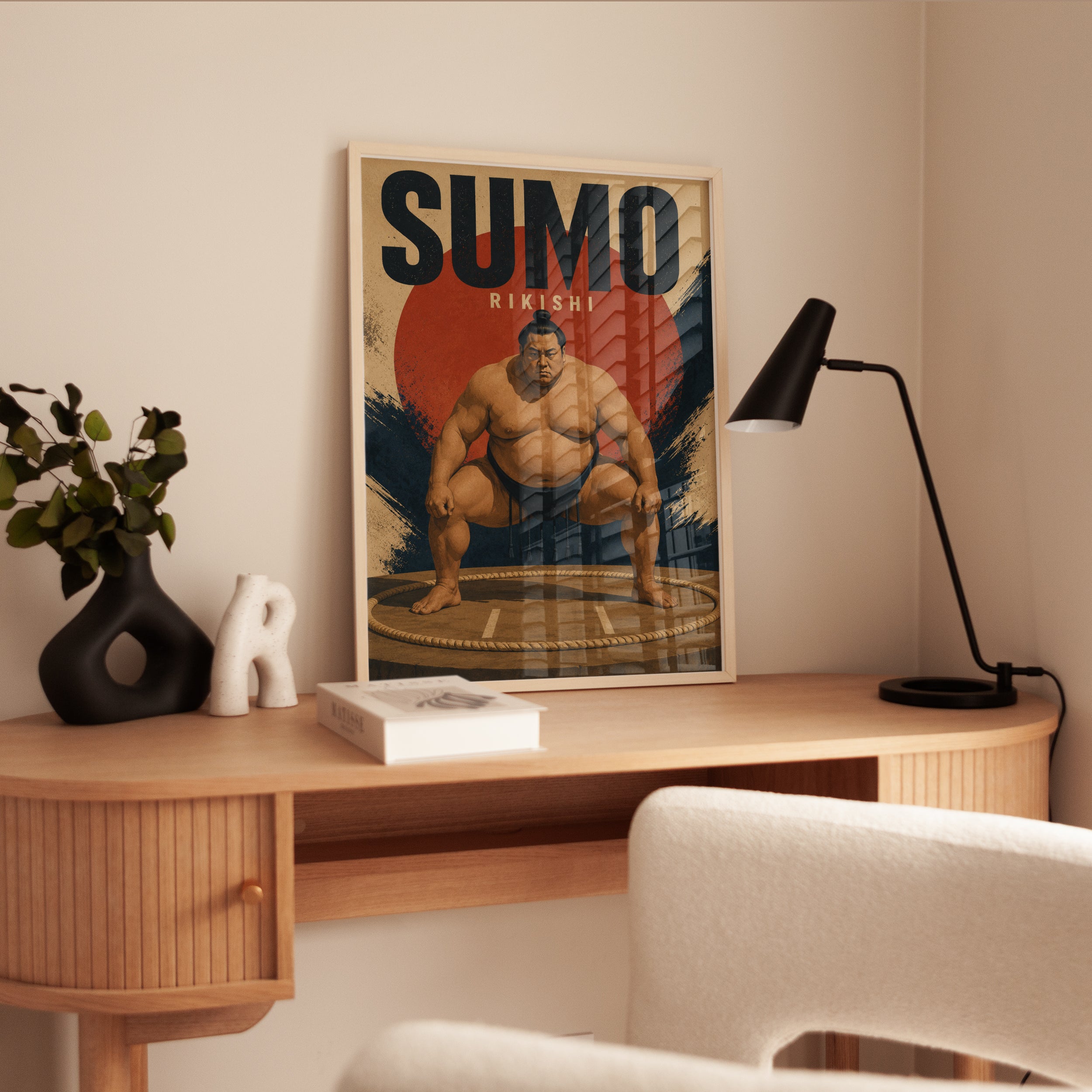 Vintage Sports Poster – Retro Sumo Wrestler Print - interior
