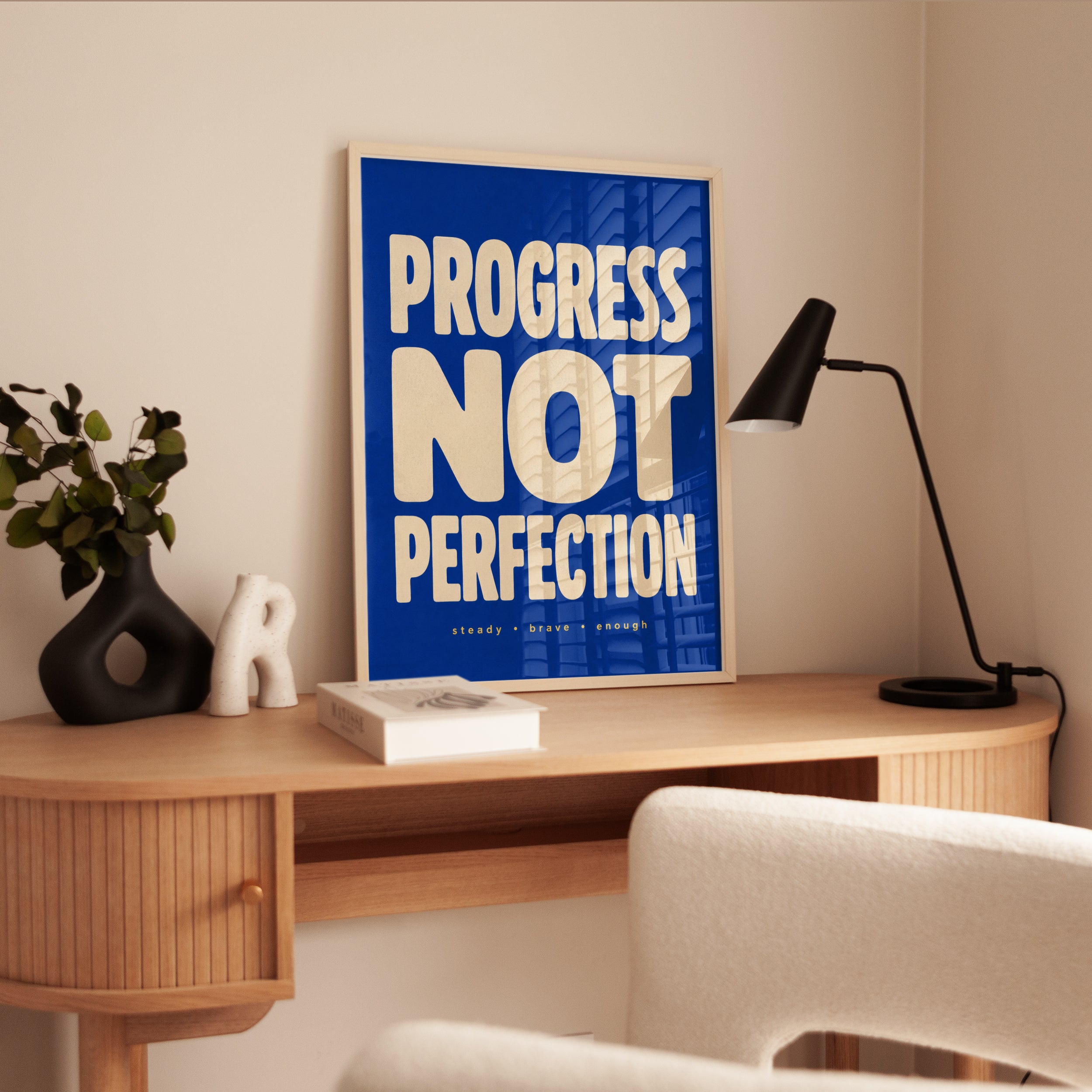 Motivational Wall Art: Progress Not Perfection - interior