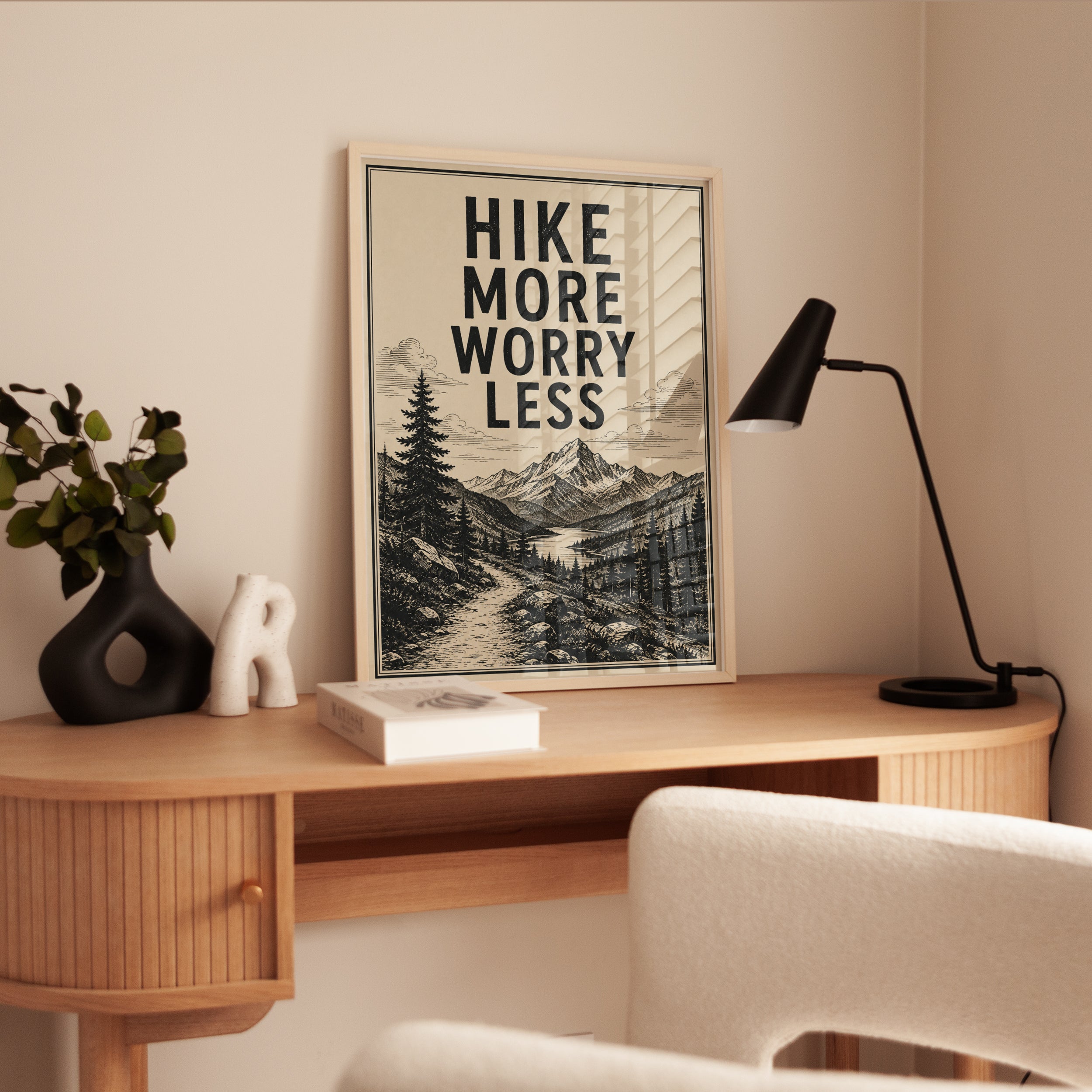 Hike More Worry Less – Mountain Print - interior