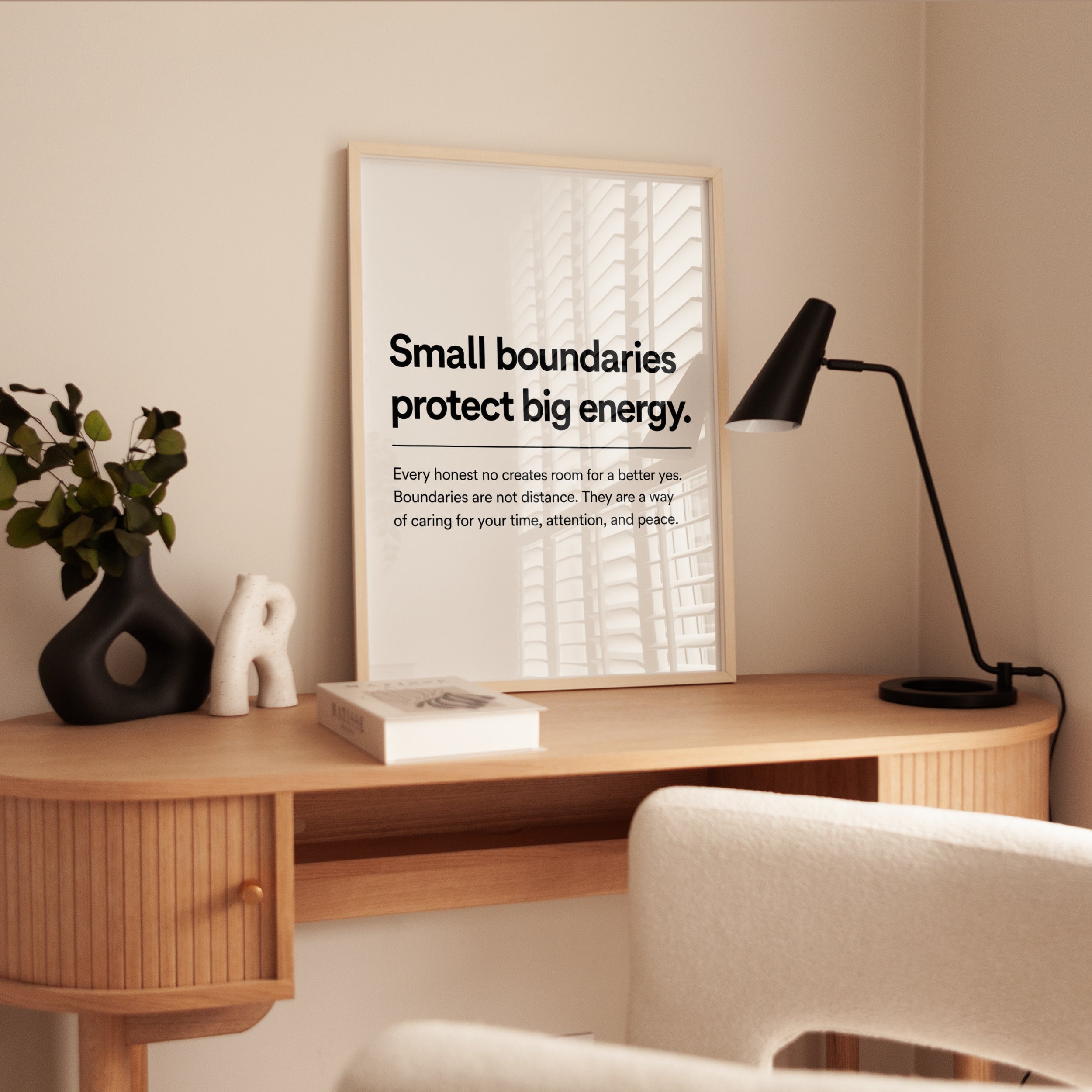 Mental Health Wall Art: Boundaries Quote - interior