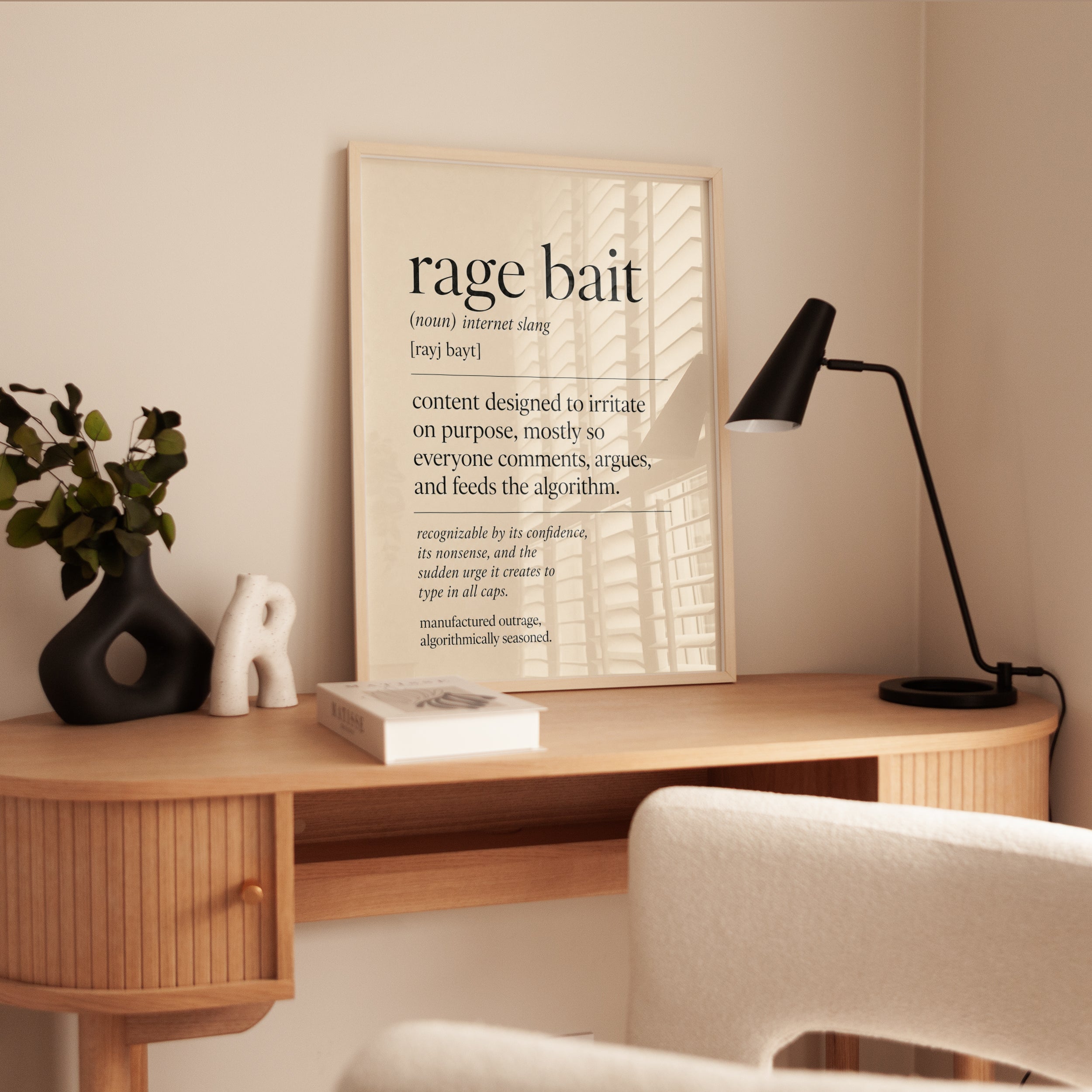 Rage Bait Definition Print: Modern Typography Wall Art - interior