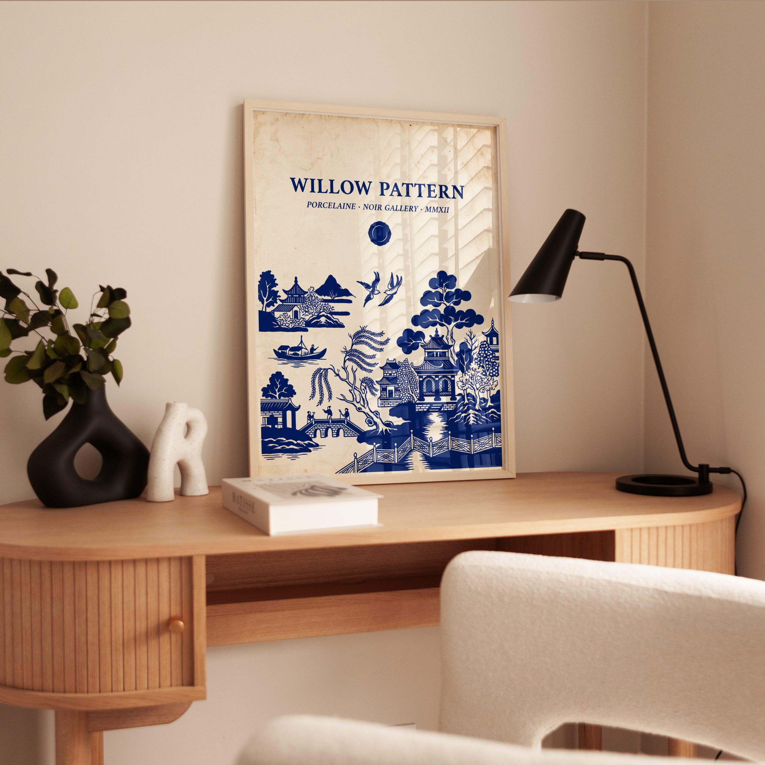Willow Pattern Wall Art: Traditional Blue and White - interior