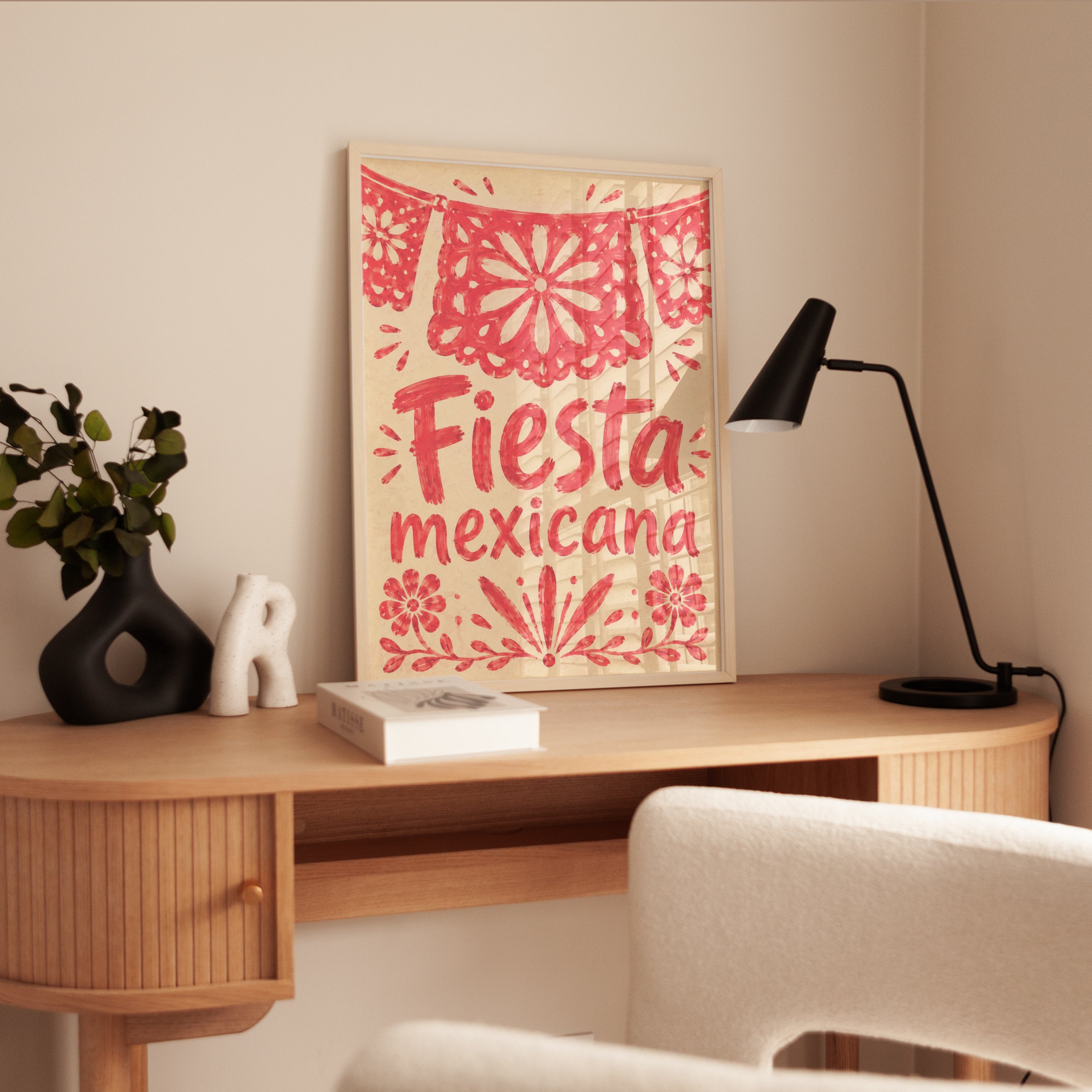 Fiesta Mexicana Papel Picado Art Print: Red Folk Design - interior
