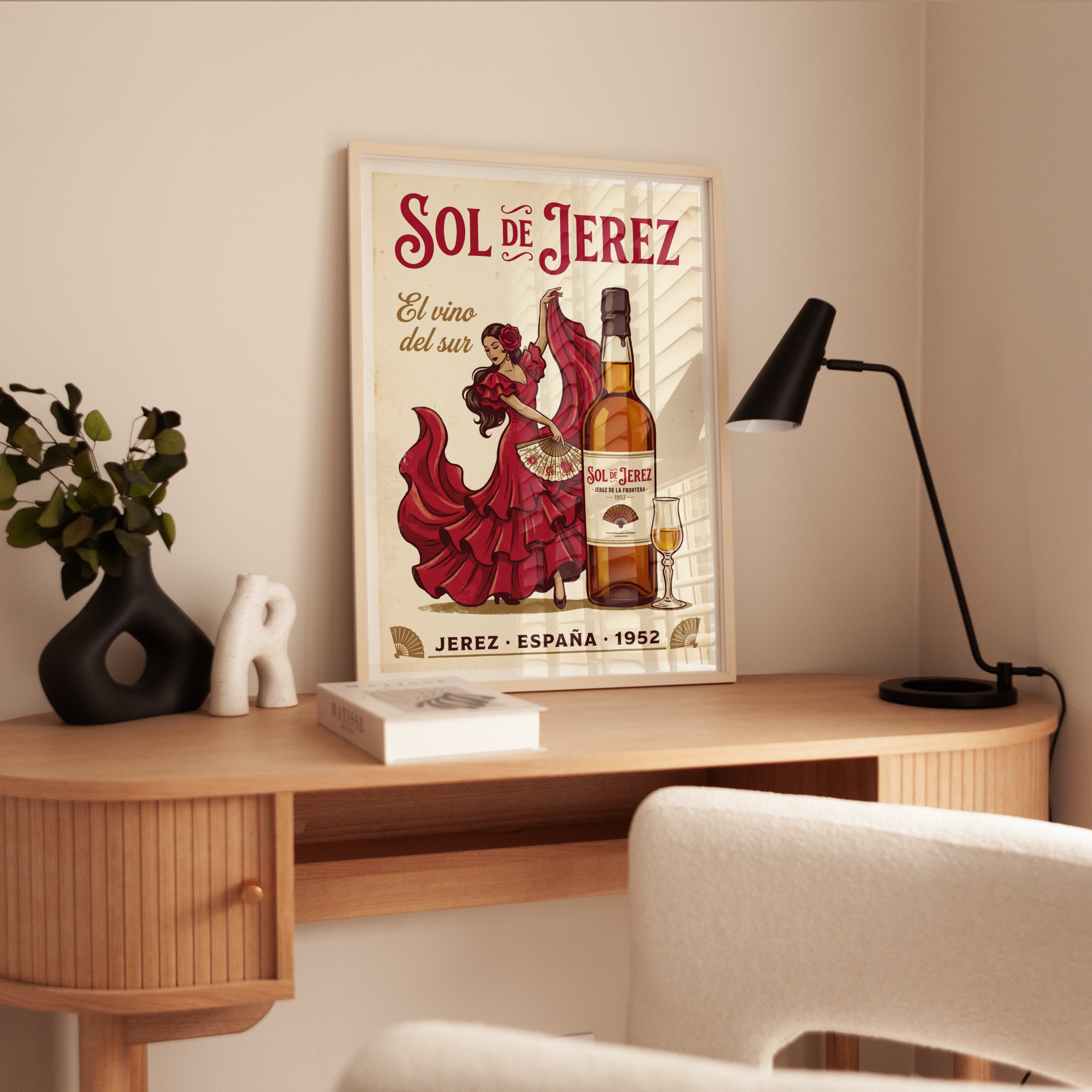 Spanish Flamenco Wall Art: Retro Sherry Wine Poster - interior