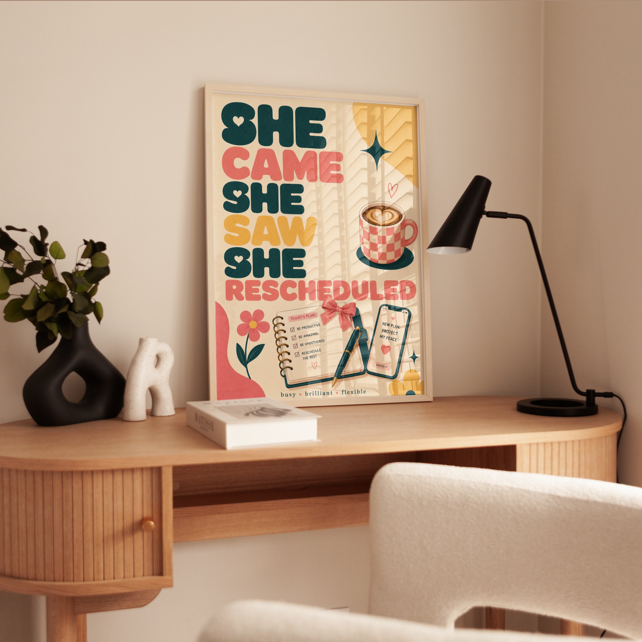 Motivational Office Print: Retro Self-Care Art (A4 and Larger) - interior