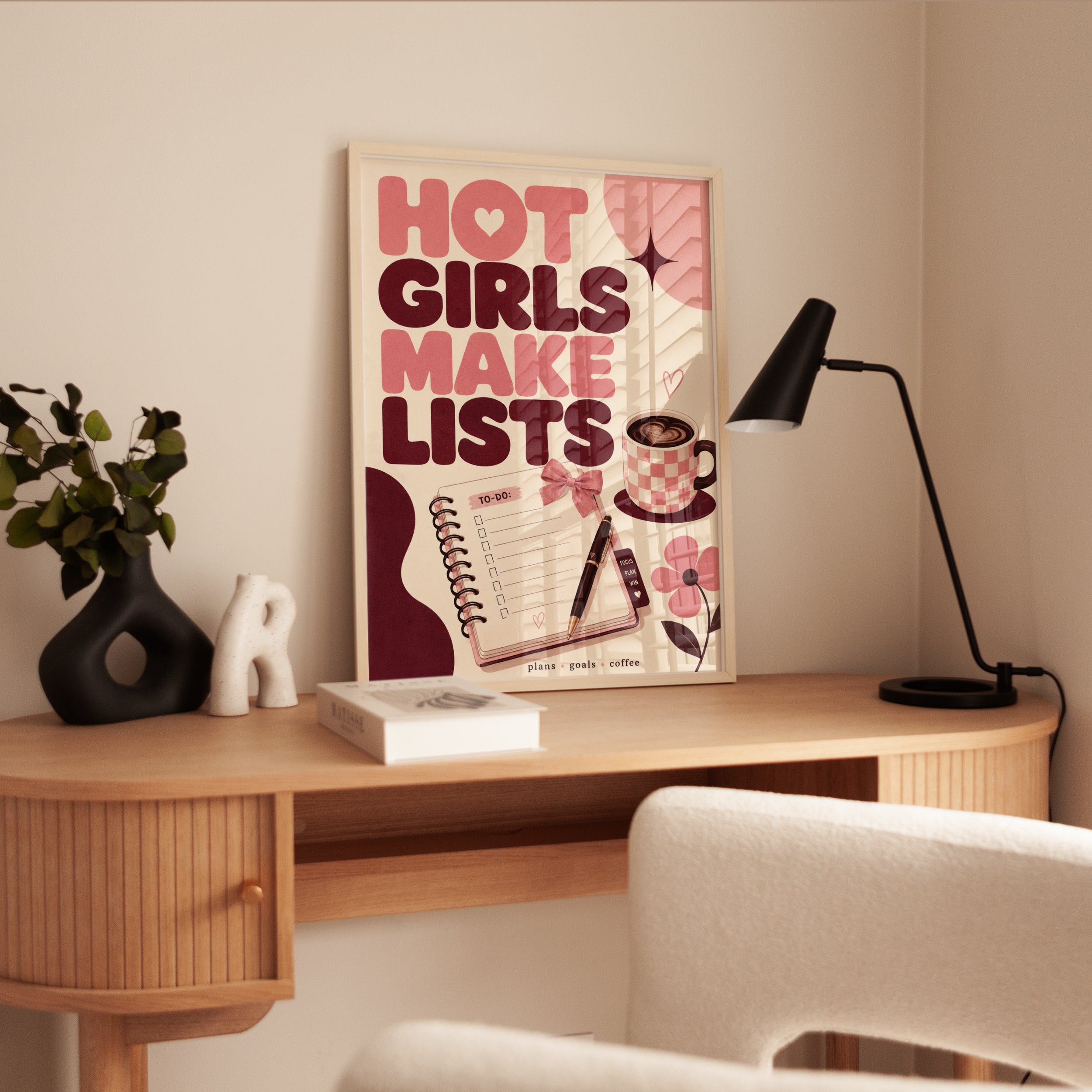 Hot Girls Make Lists Print: Retro Typography - interior