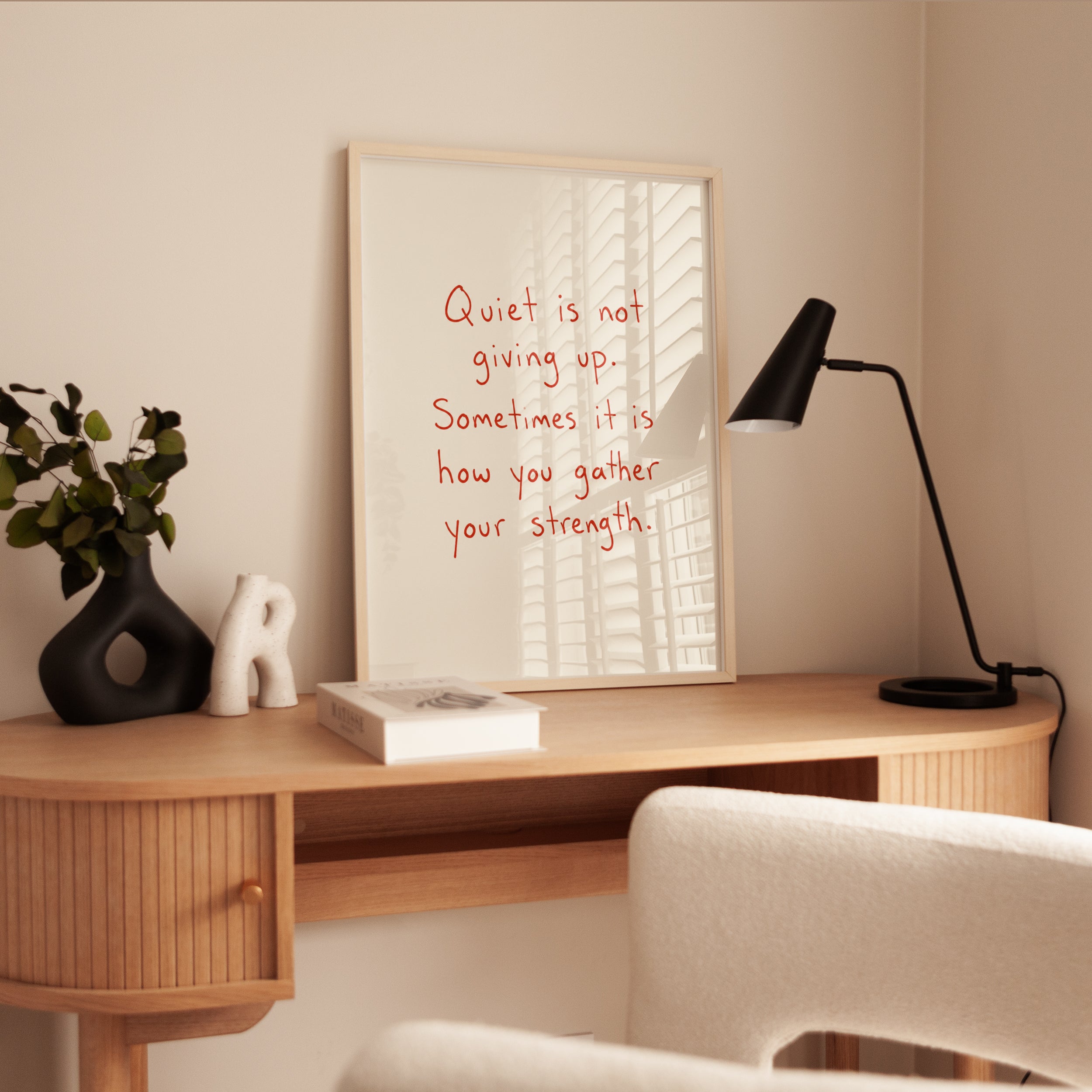 Motivational Wall Art: Handwritten Red Quote - interior