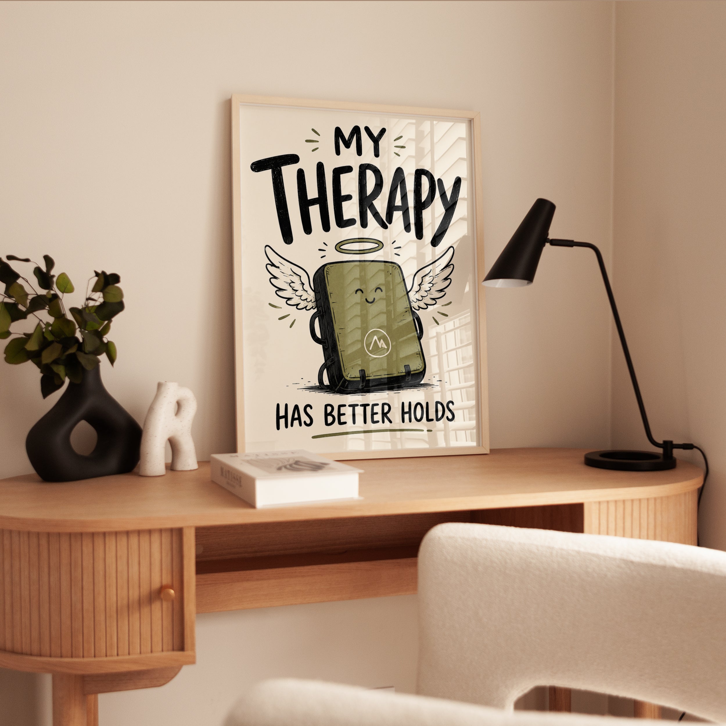 My Therapy Has Better Holds: Climbing Backpack Wall Art - interior