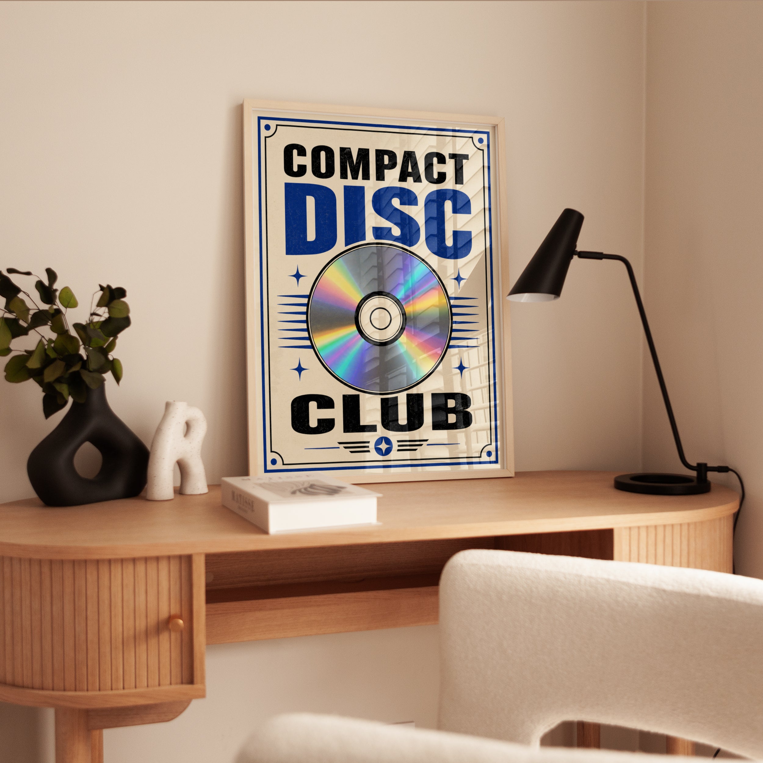 Compact Disc Club Poster: Retro Music Typography Wall Art - interior