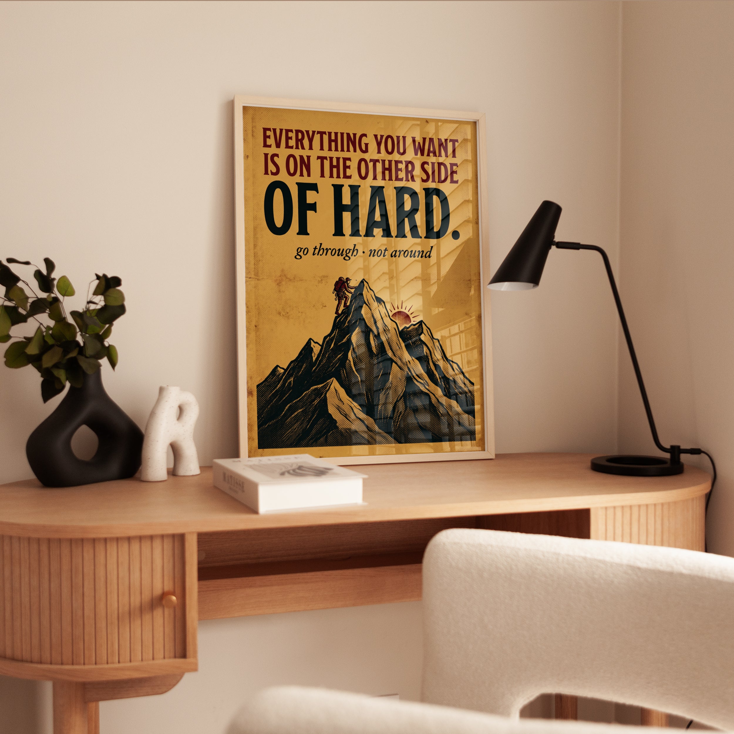 Motivational Wall Art: Mountain Climber Print (Vintage Style) - interior