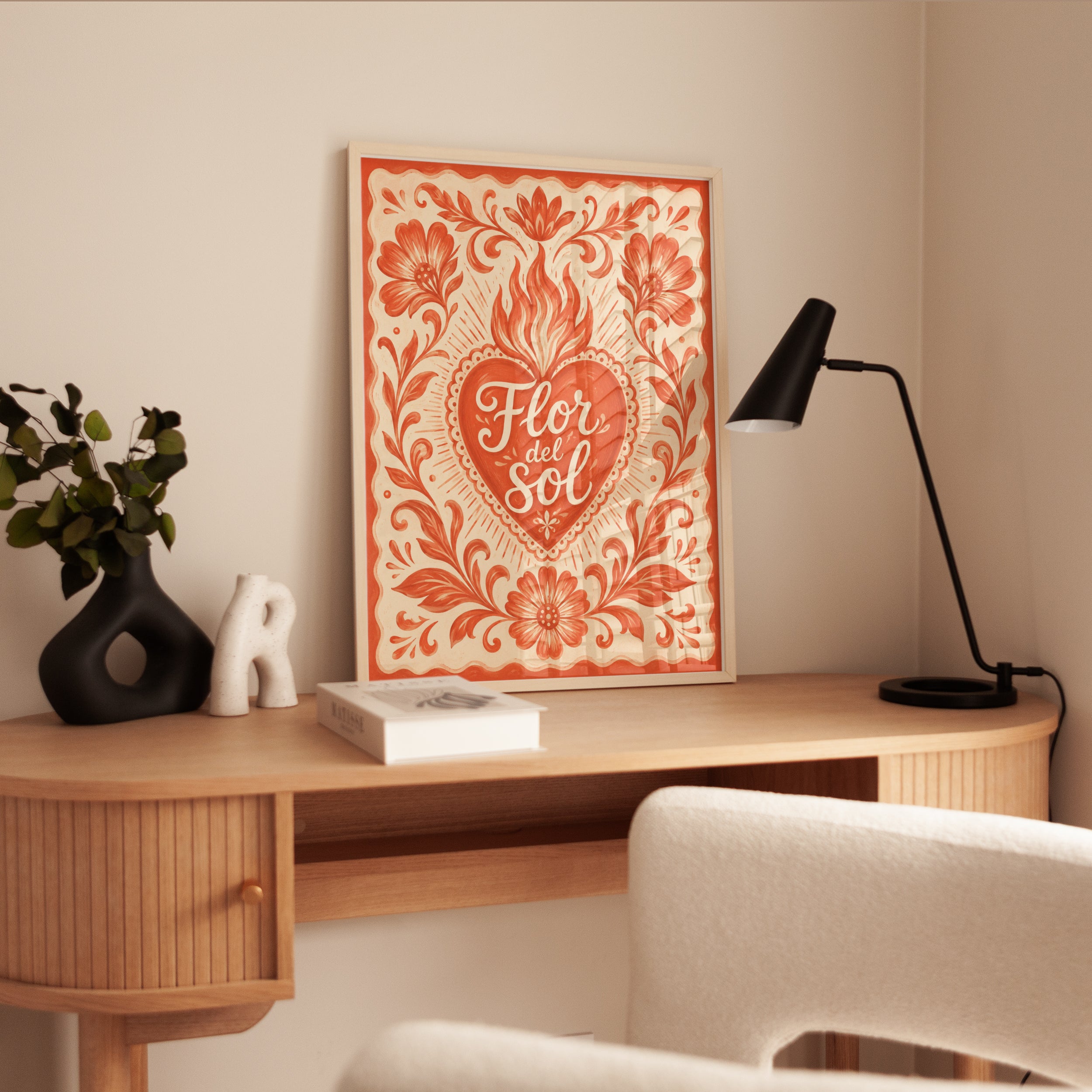 Mexican Folk Art Print – Sacred Heart Wall Art - interior
