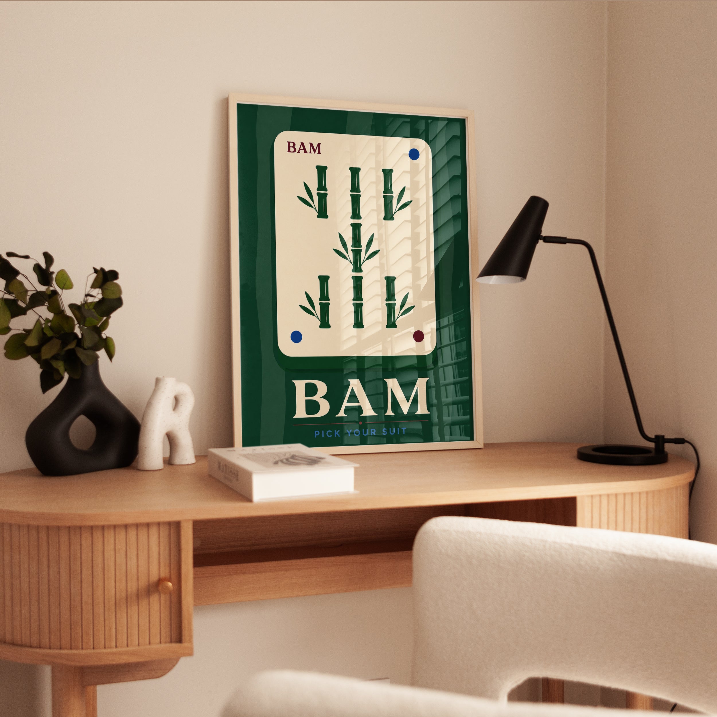 Mahjong Wall Art – Bamboo Tile Print - interior