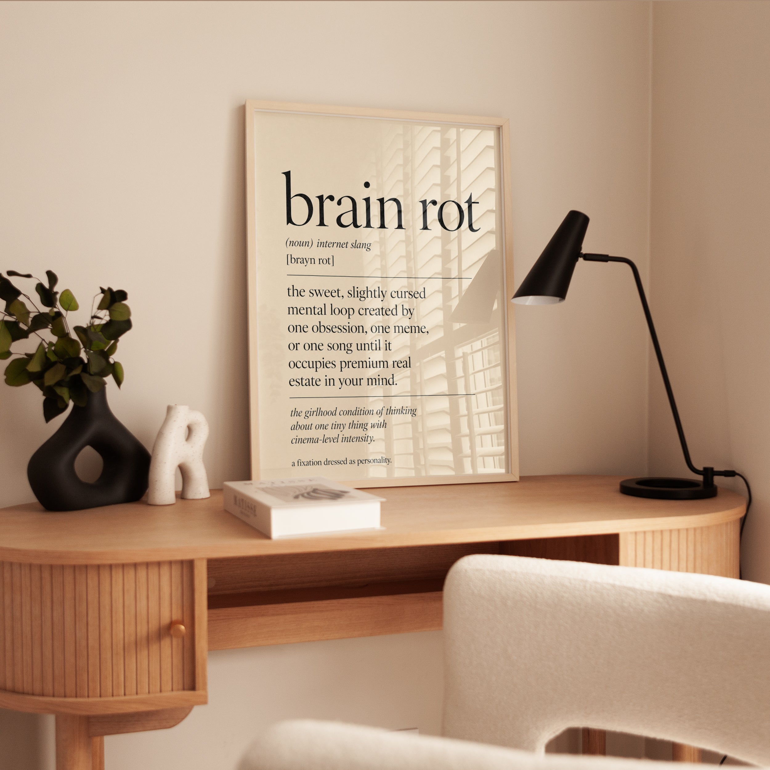Brain Rot Definition Print: Modern Typography Wall Art - interior