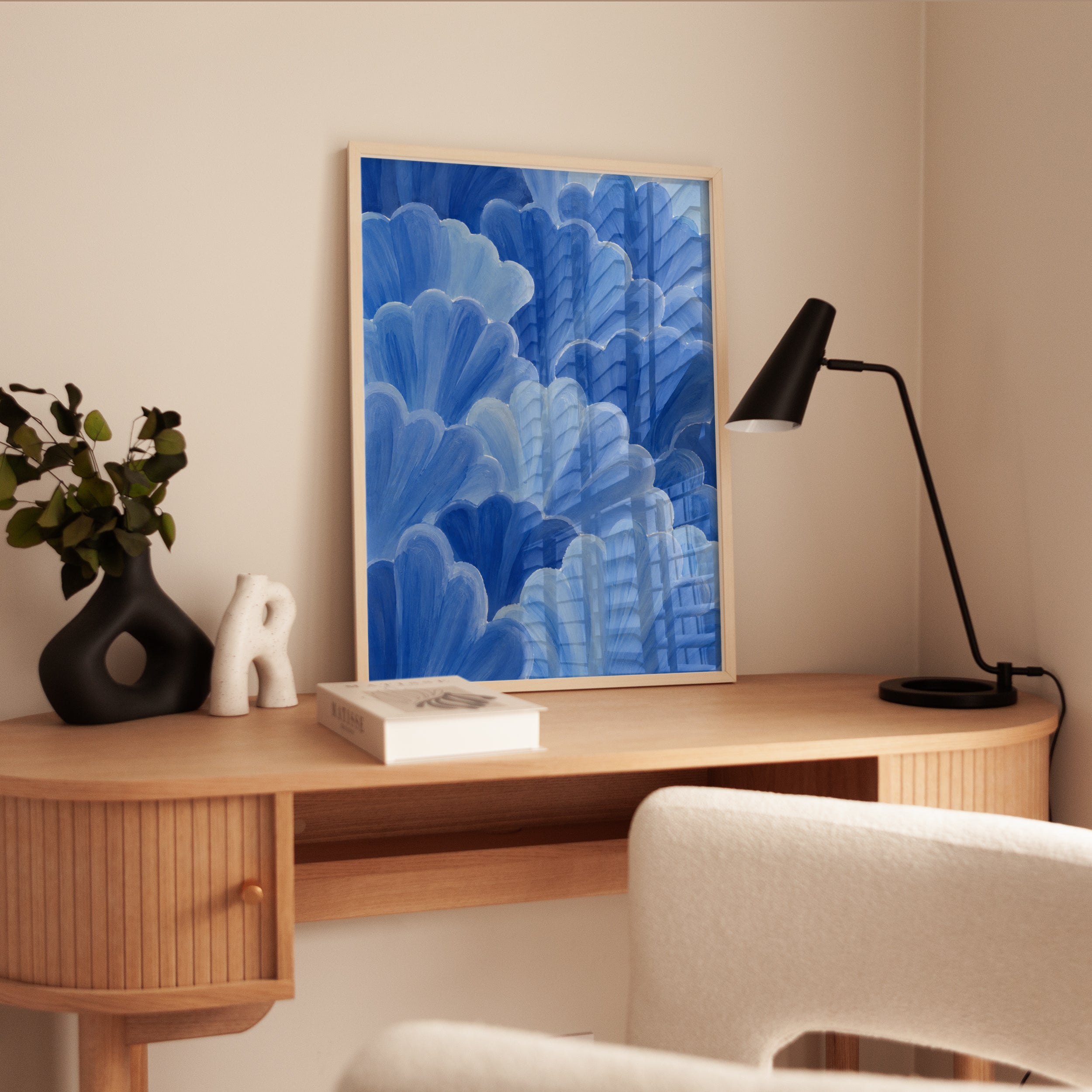 Blue Cloud Wall Art – Abstract Sky Print - interior