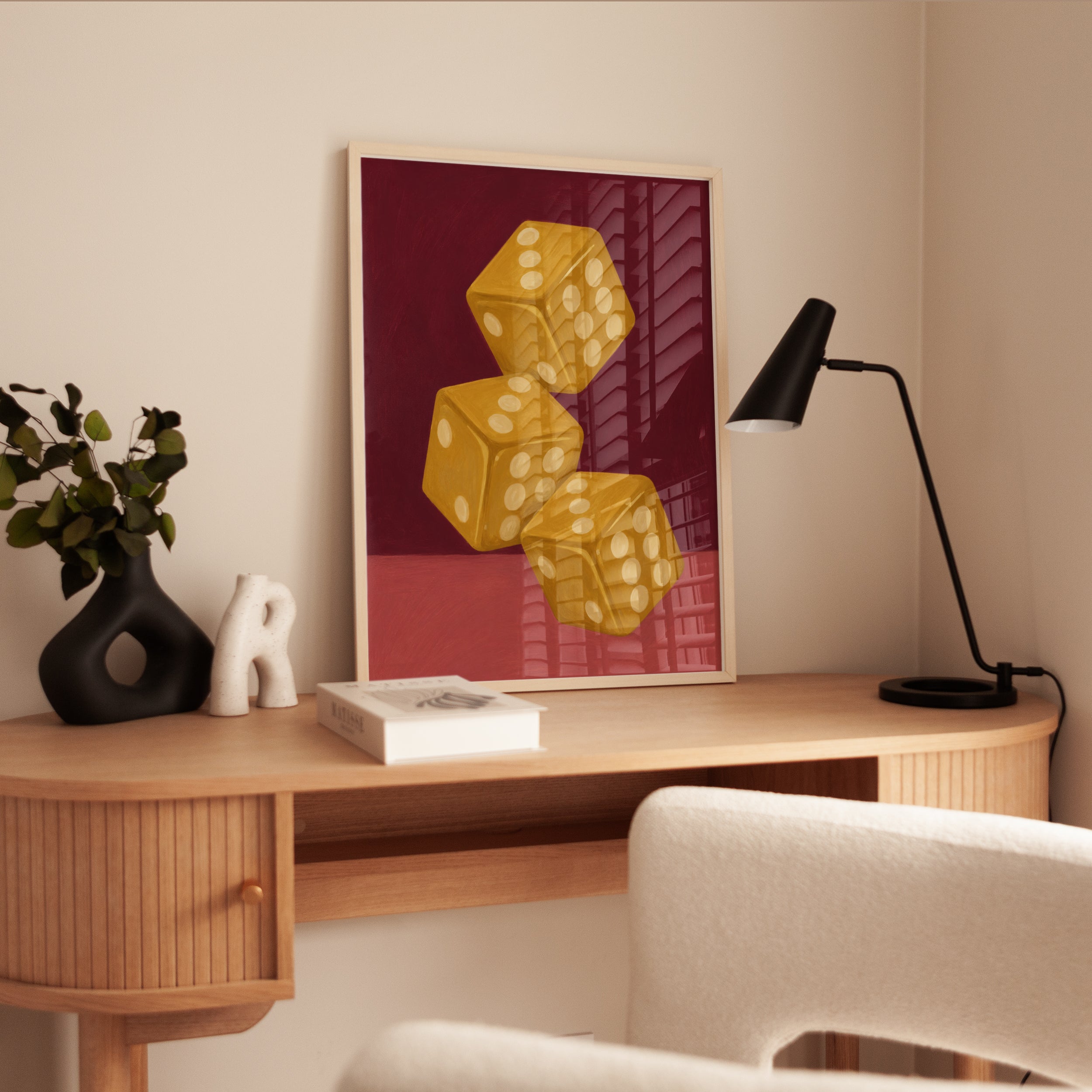 Vintage Golden Dice Print - interior