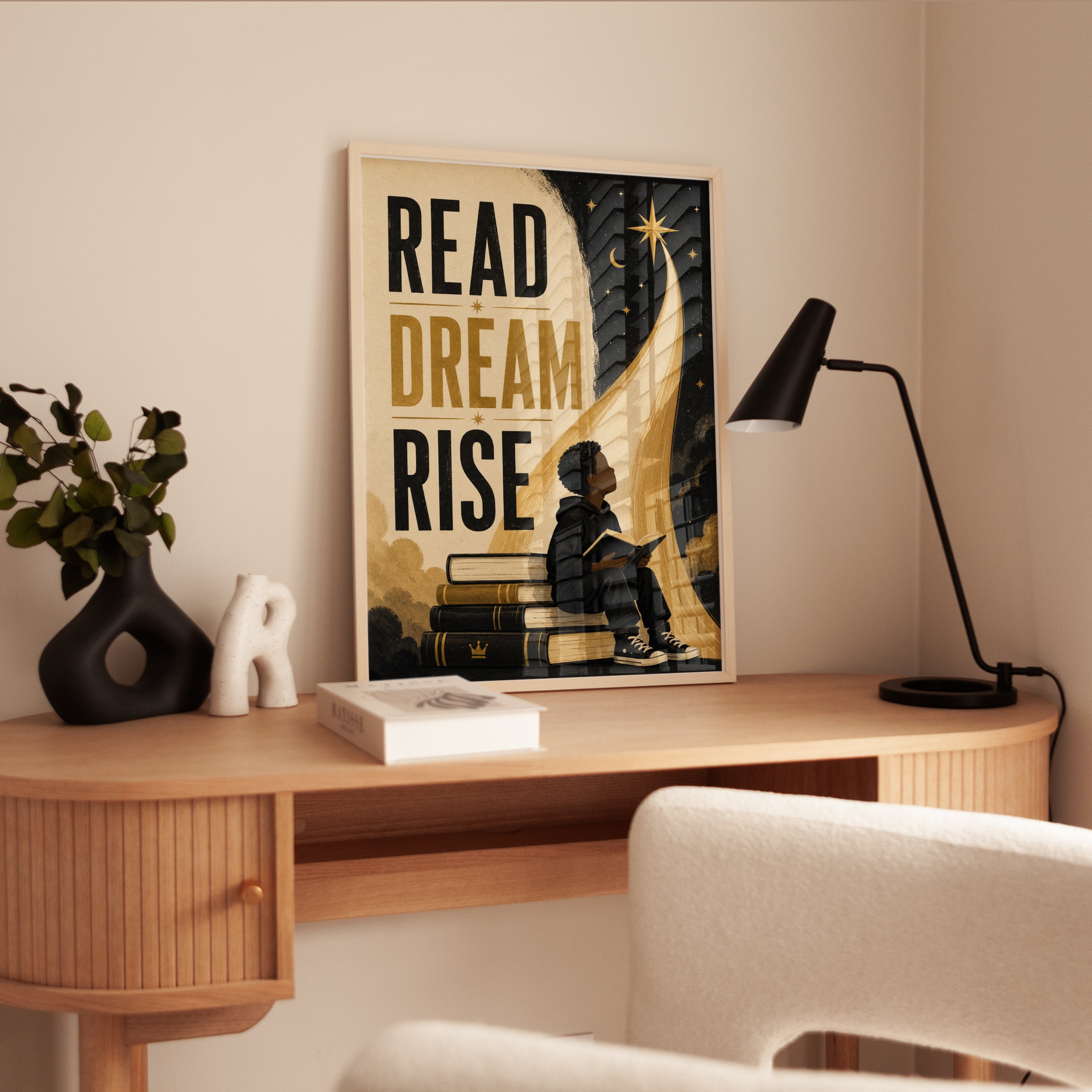 Read Dream Rise Print – Reading Quote Wall Art - interior