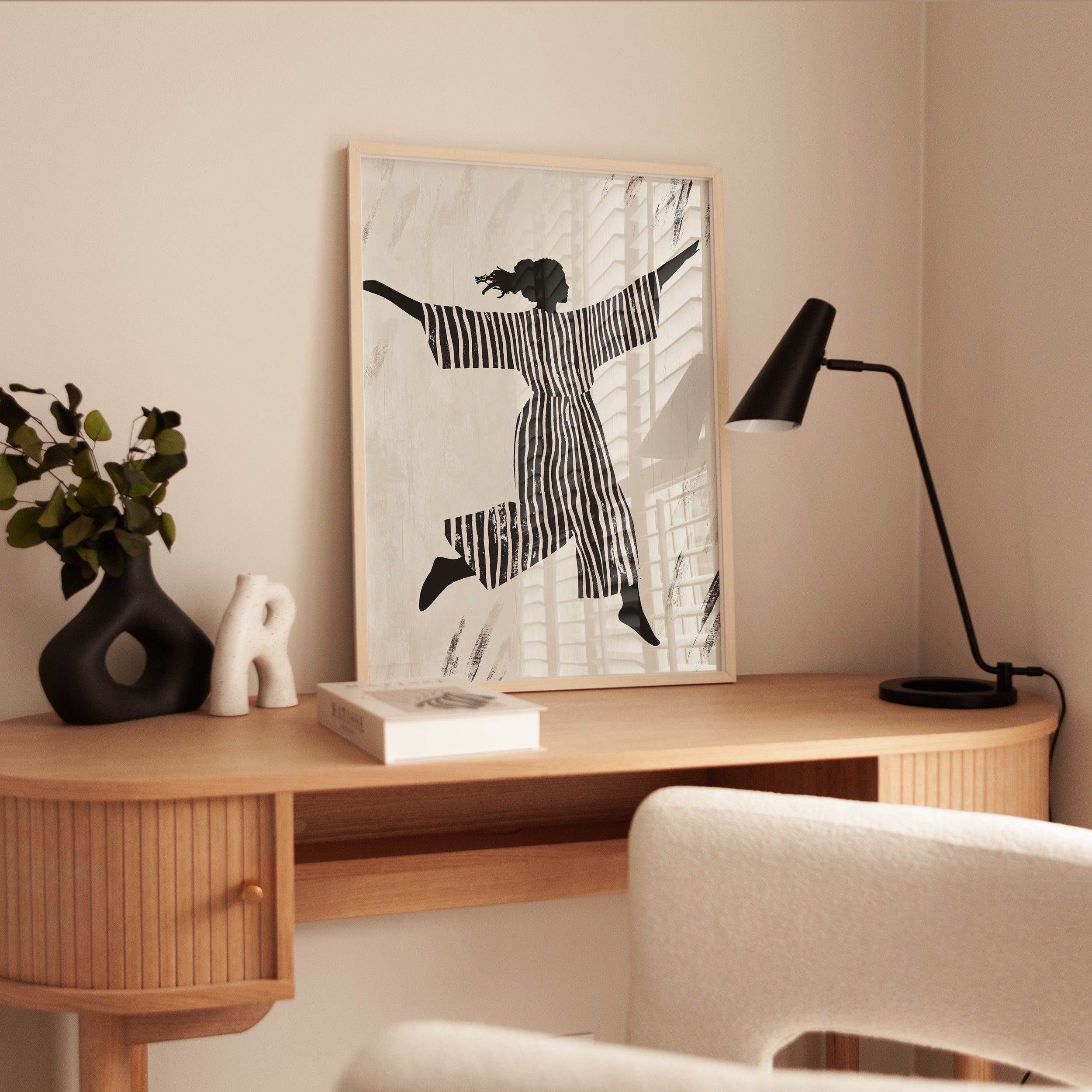 Silhouette Dance Poster: Black and White Striped Art (Various Sizes) - interior