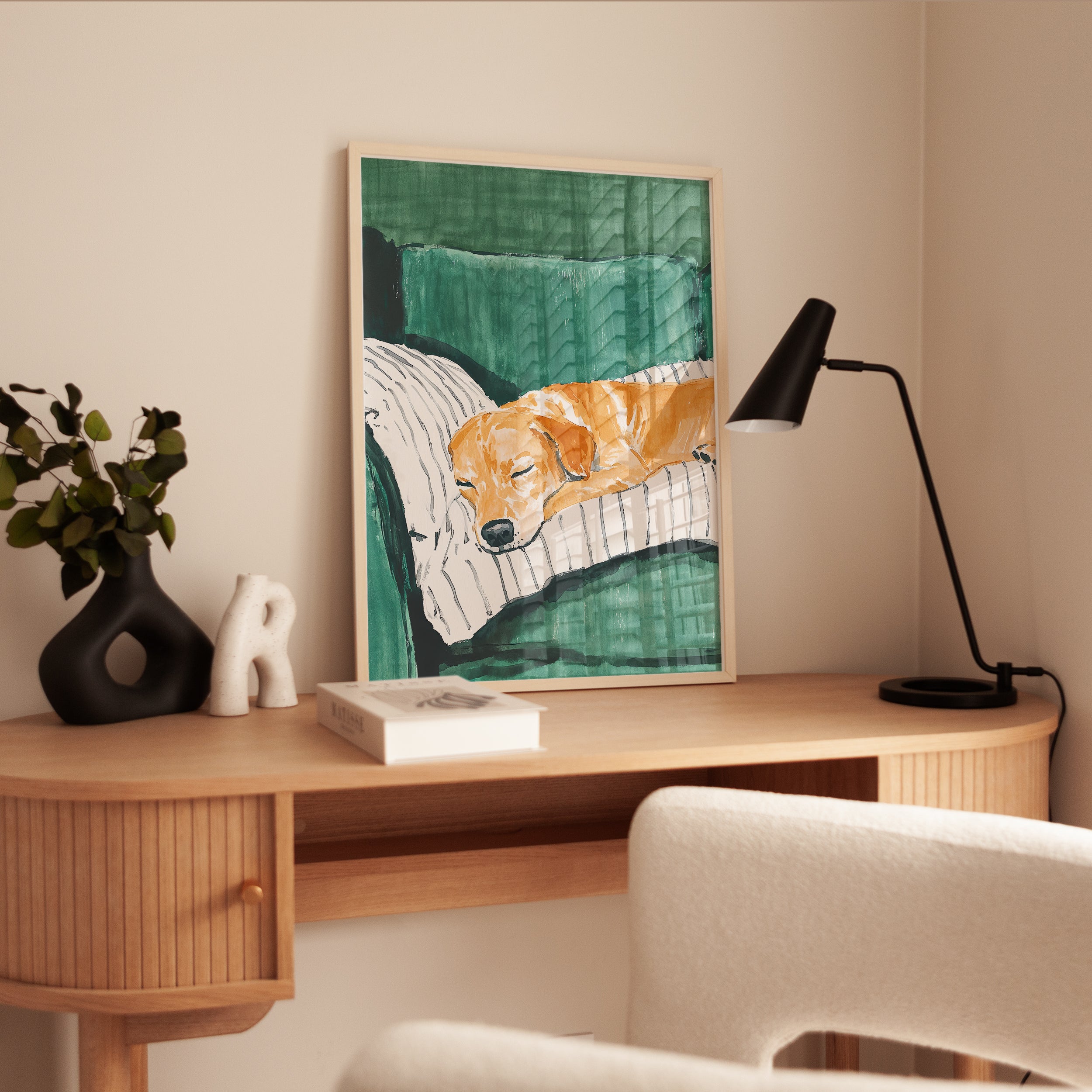 Golden Retriever Print: Calm Sleeping Dog - interior