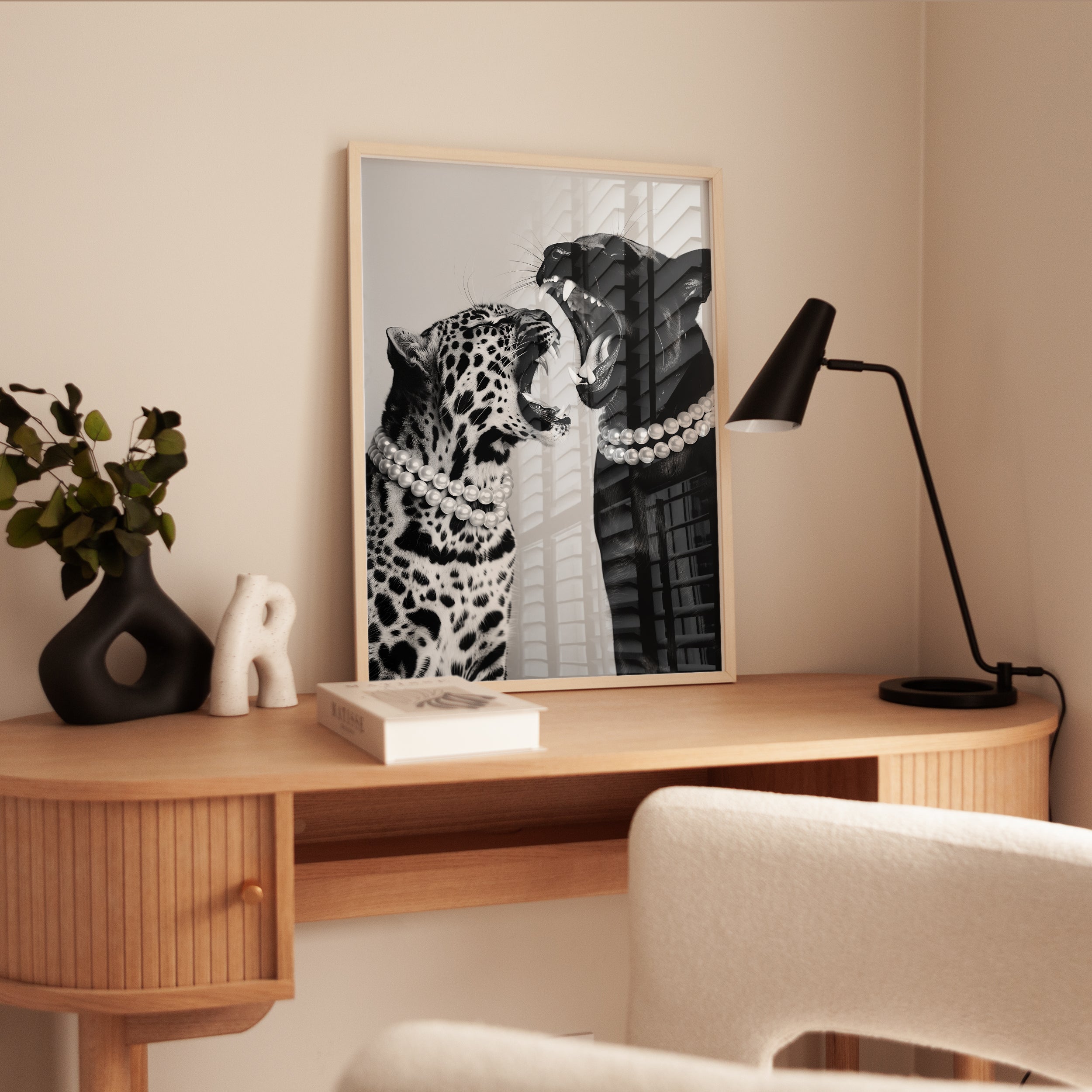 Leopard and Panther Poster: Glamorous Black & White Animal Art (Unfram - interior