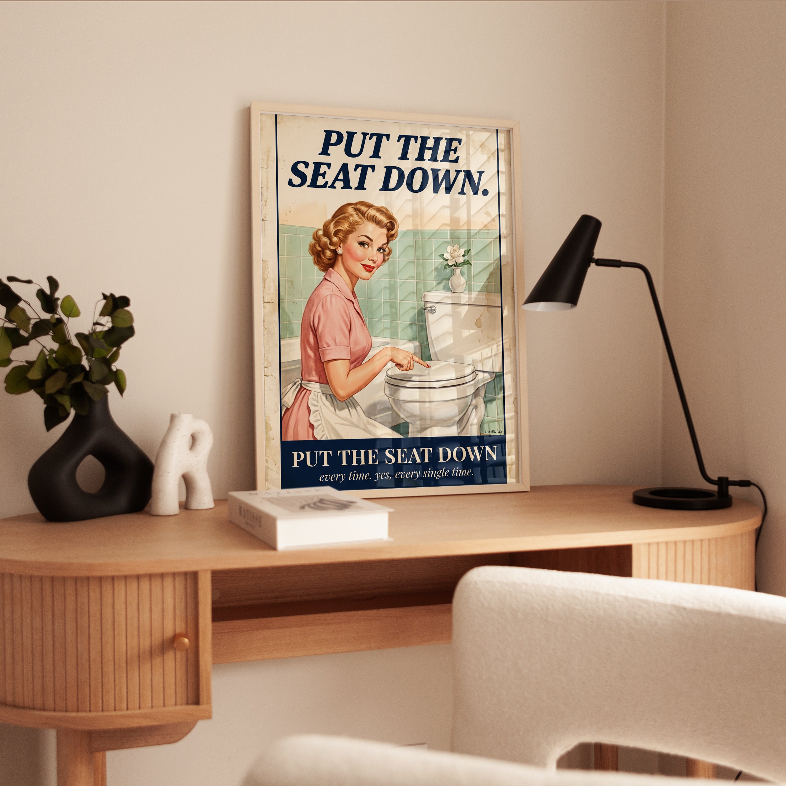 Retro Bathroom Print – 1950s Housewife - interior