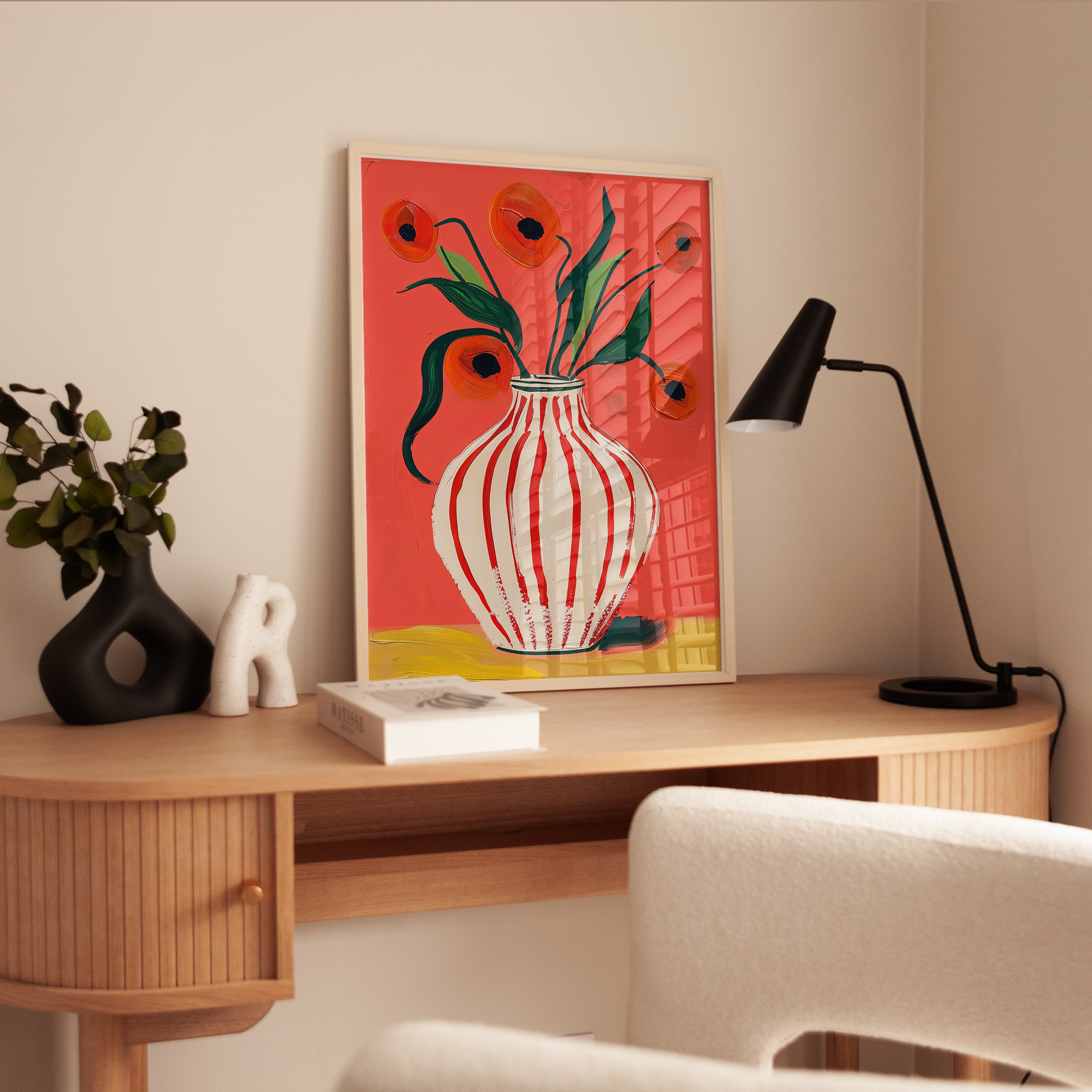 Red Poppy Floral Print - interior