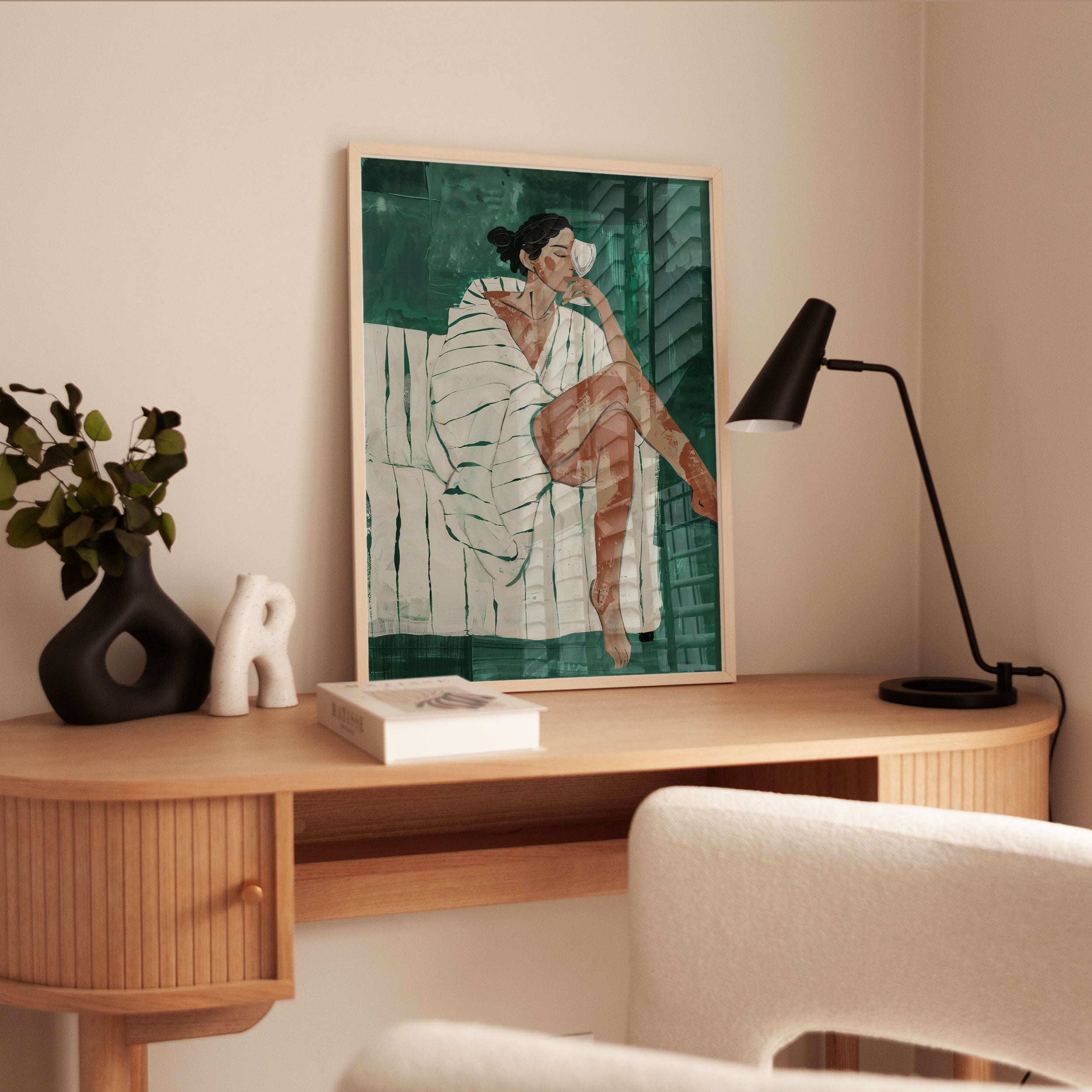 Relaxed Woman Coffee Print - interior