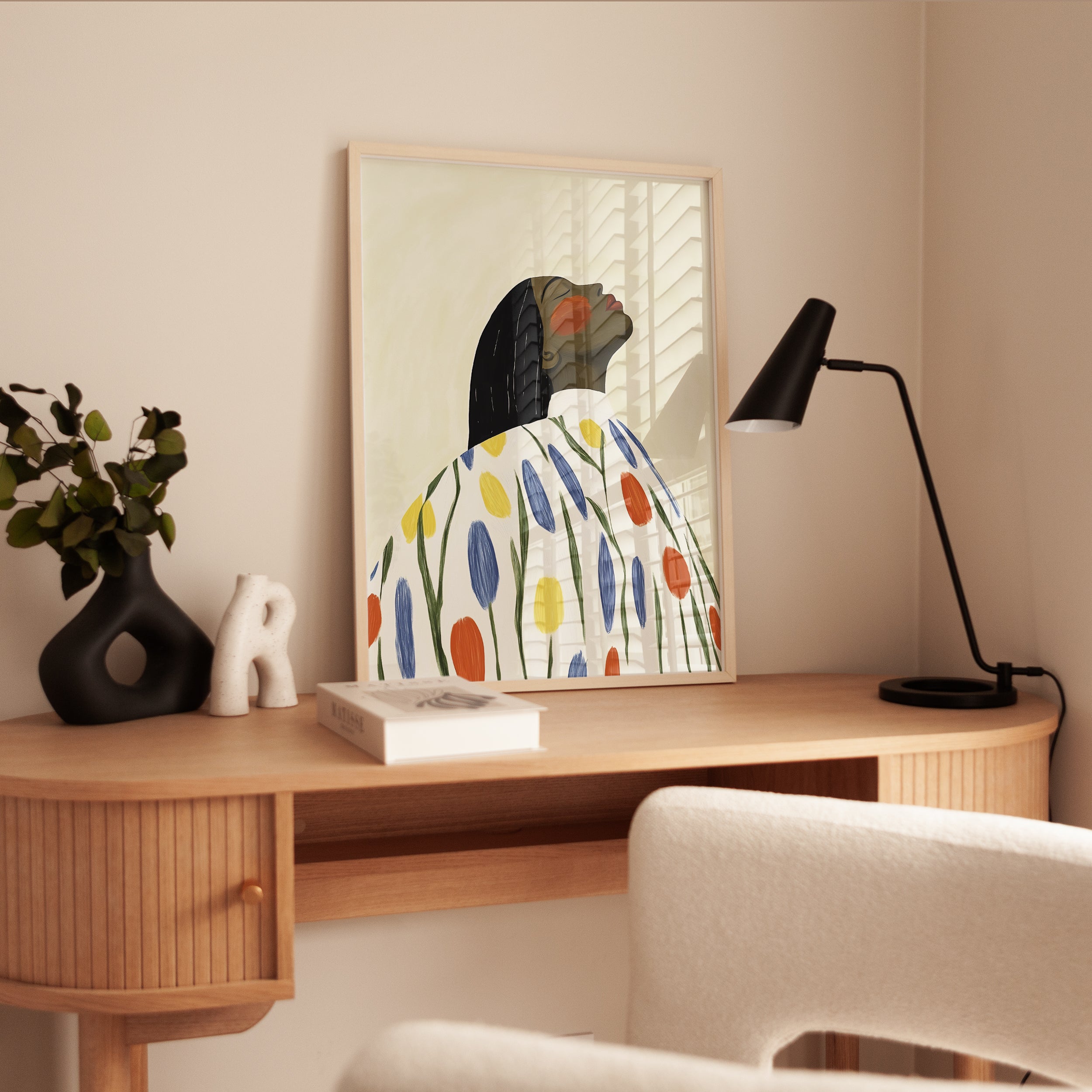 Floral Portrait Print – Black Woman Profile - interior