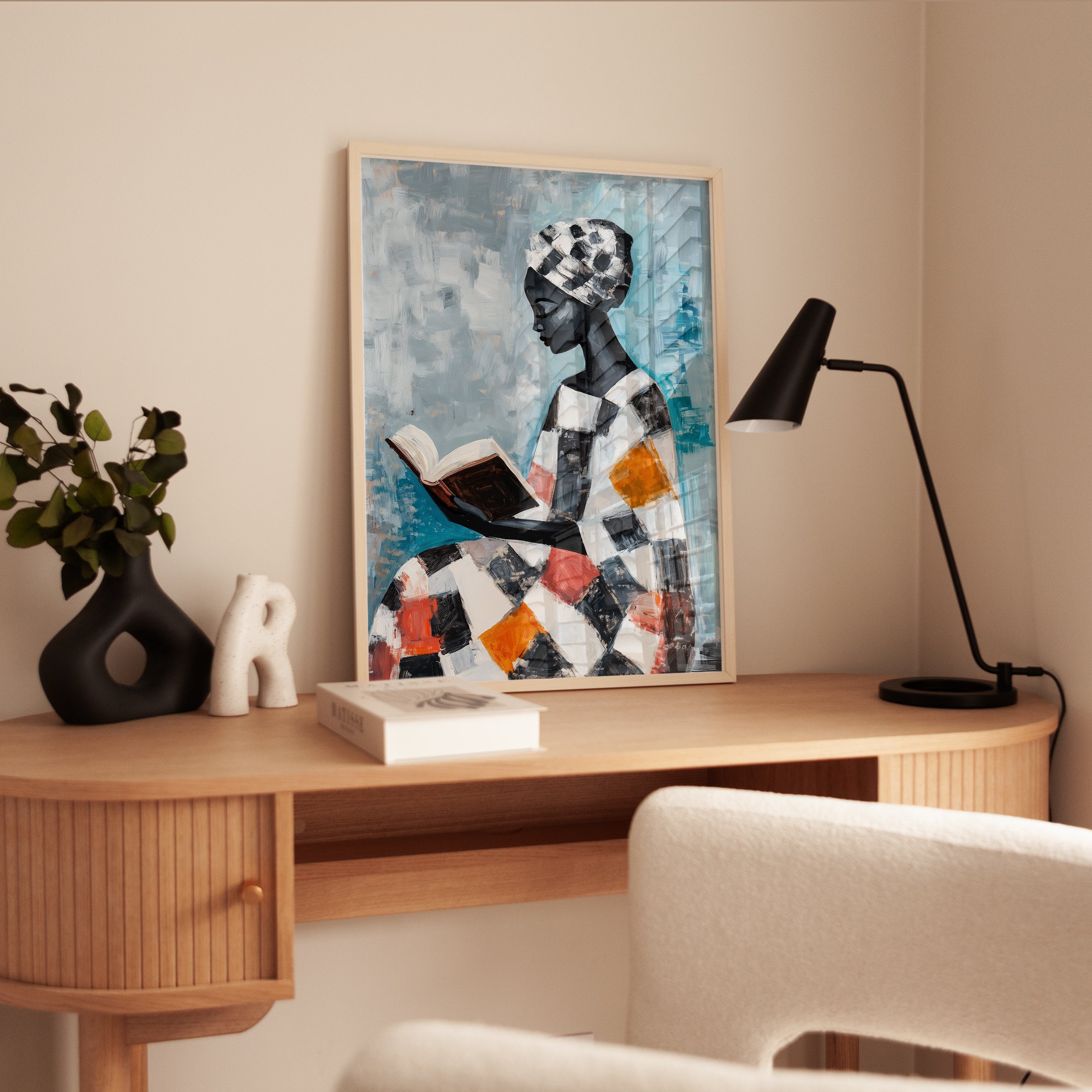 African Woman Reading Art Print - interior