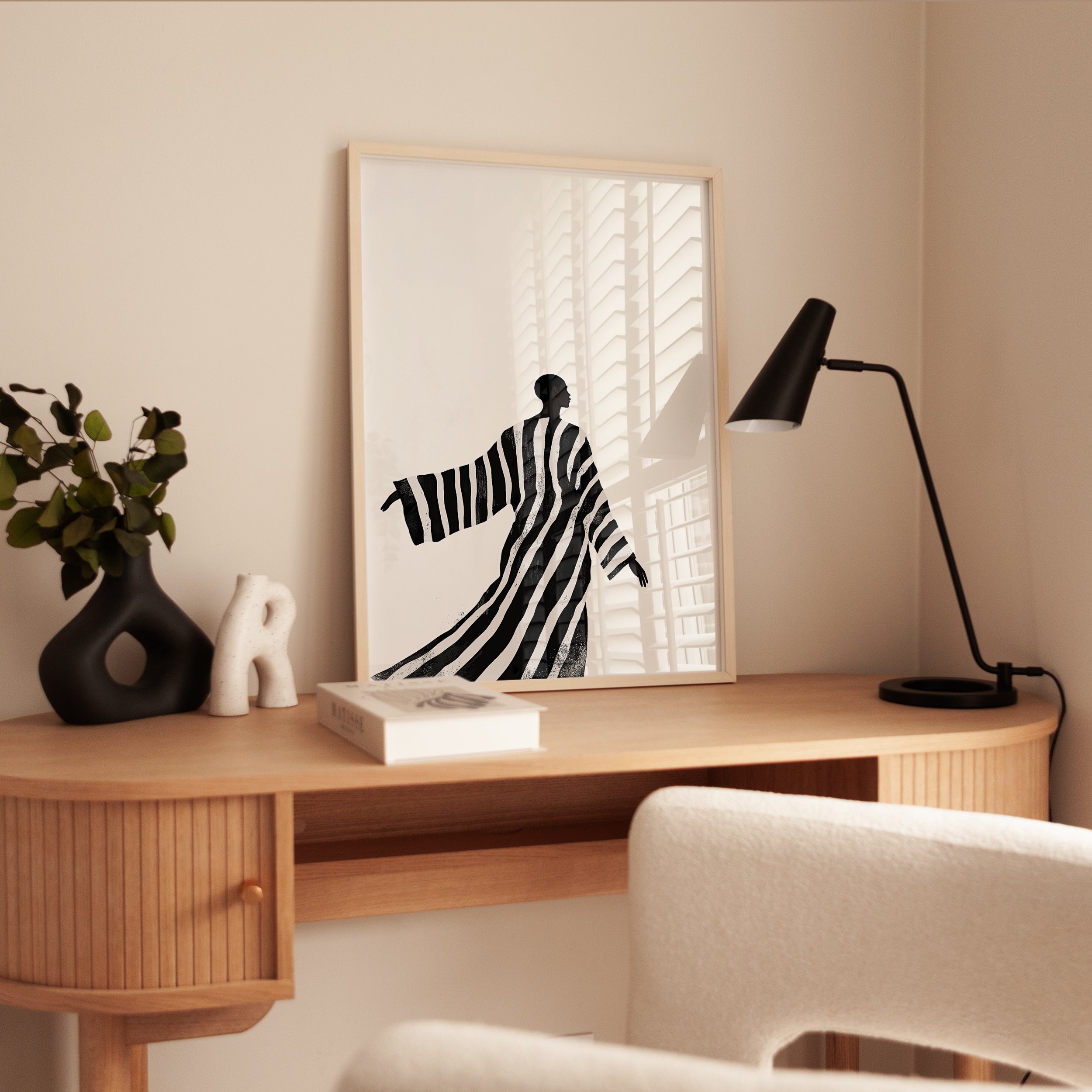 Minimalist African Woman Silhouette Poster (Black and White Print) - interior