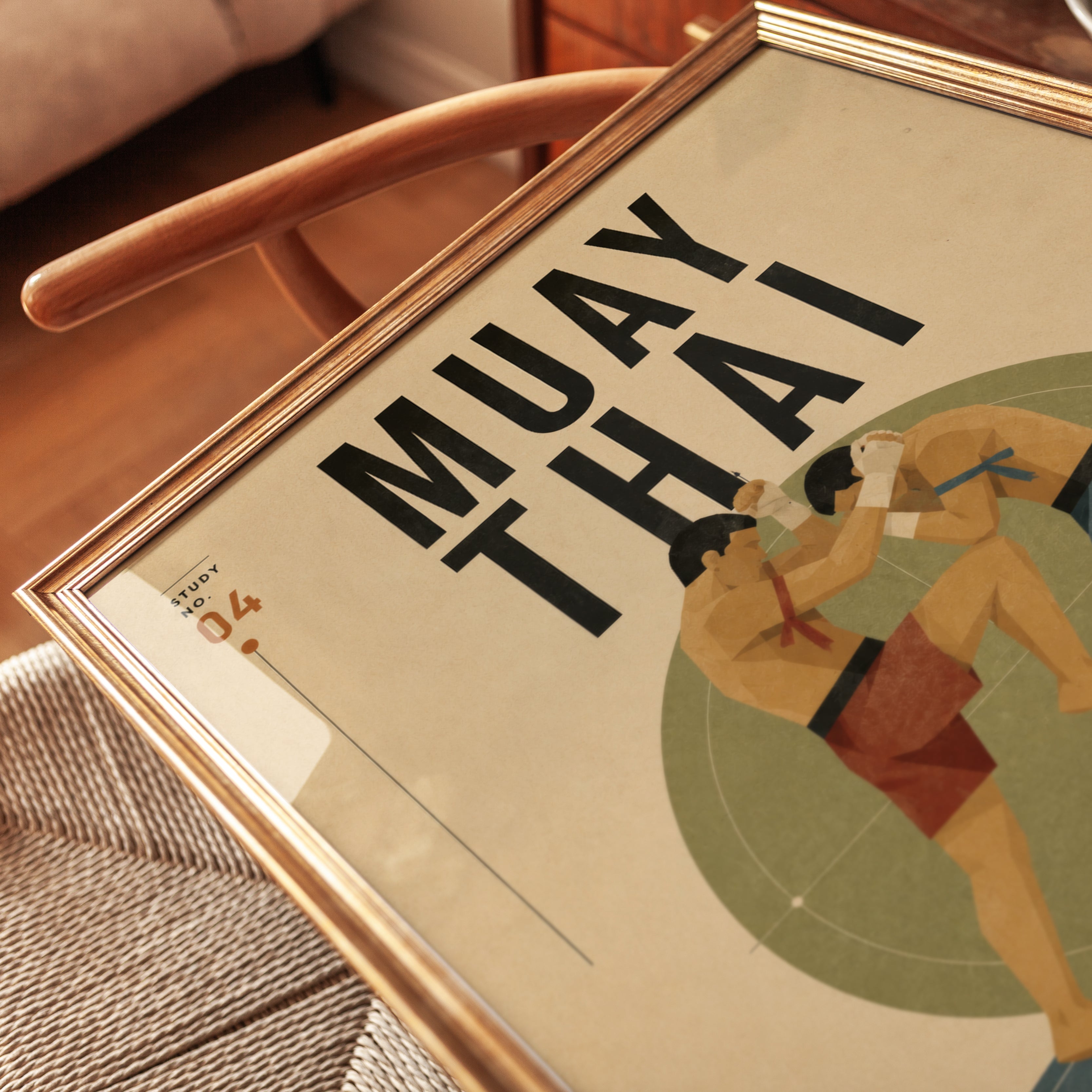 Muay Thai Vintage Poster: Retro Martial Arts Wall Art - detail