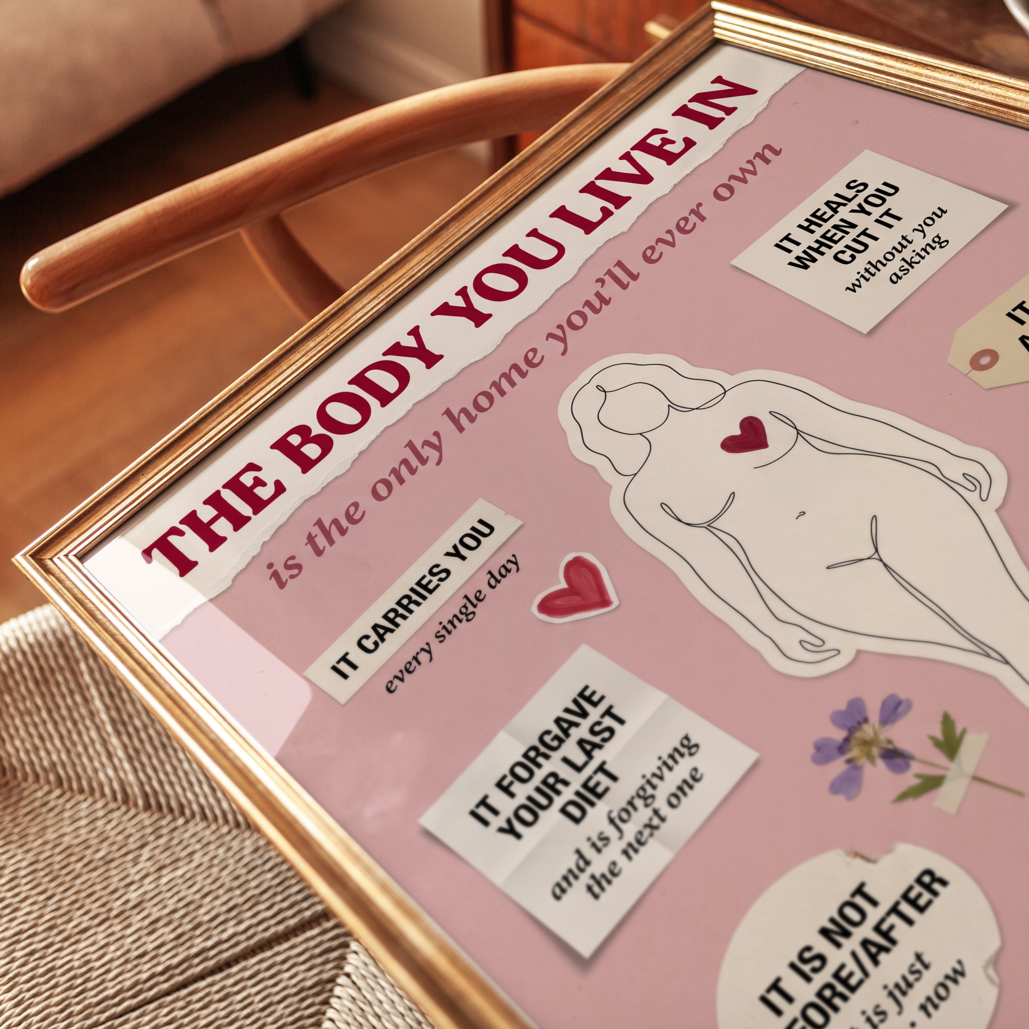 Body Positivity Art Print: Feminist Self Love - detail