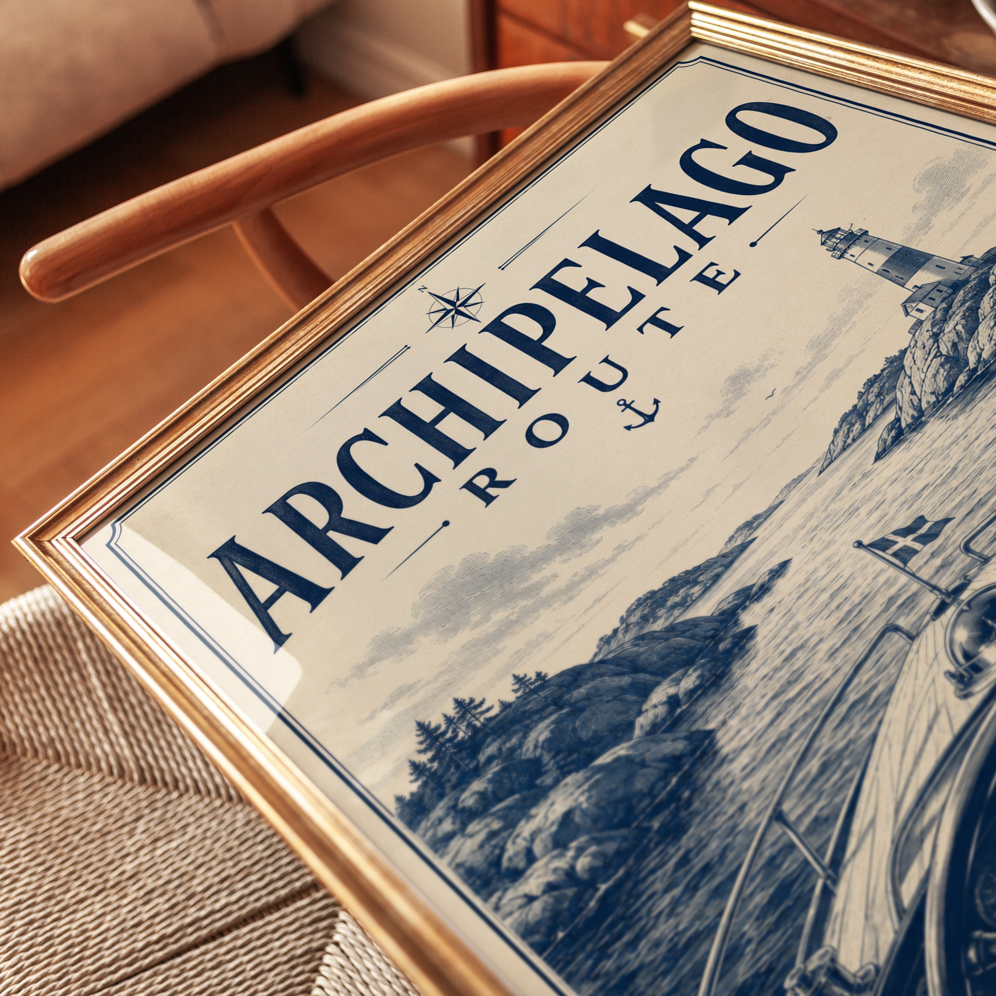 Nautical Travel Poster – Vintage Coastal Art - detail