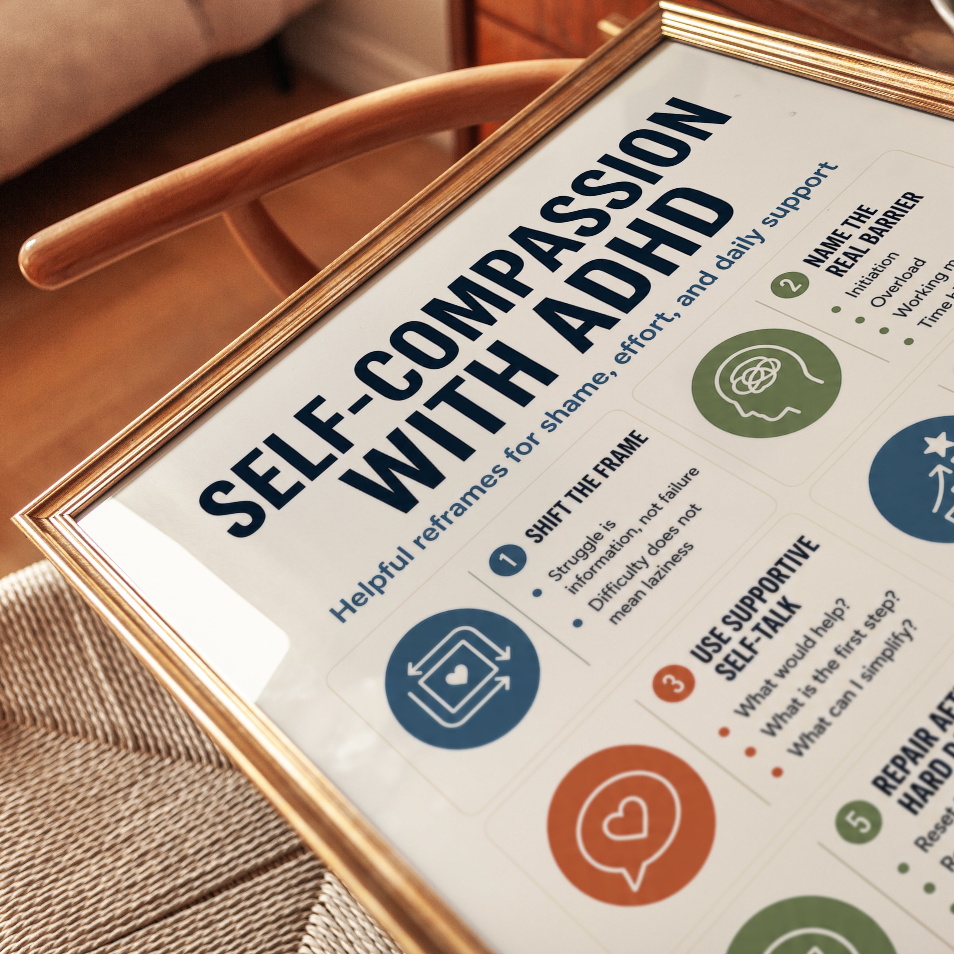 Self-Compassion Wall Art: ADHD Infographic - detail
